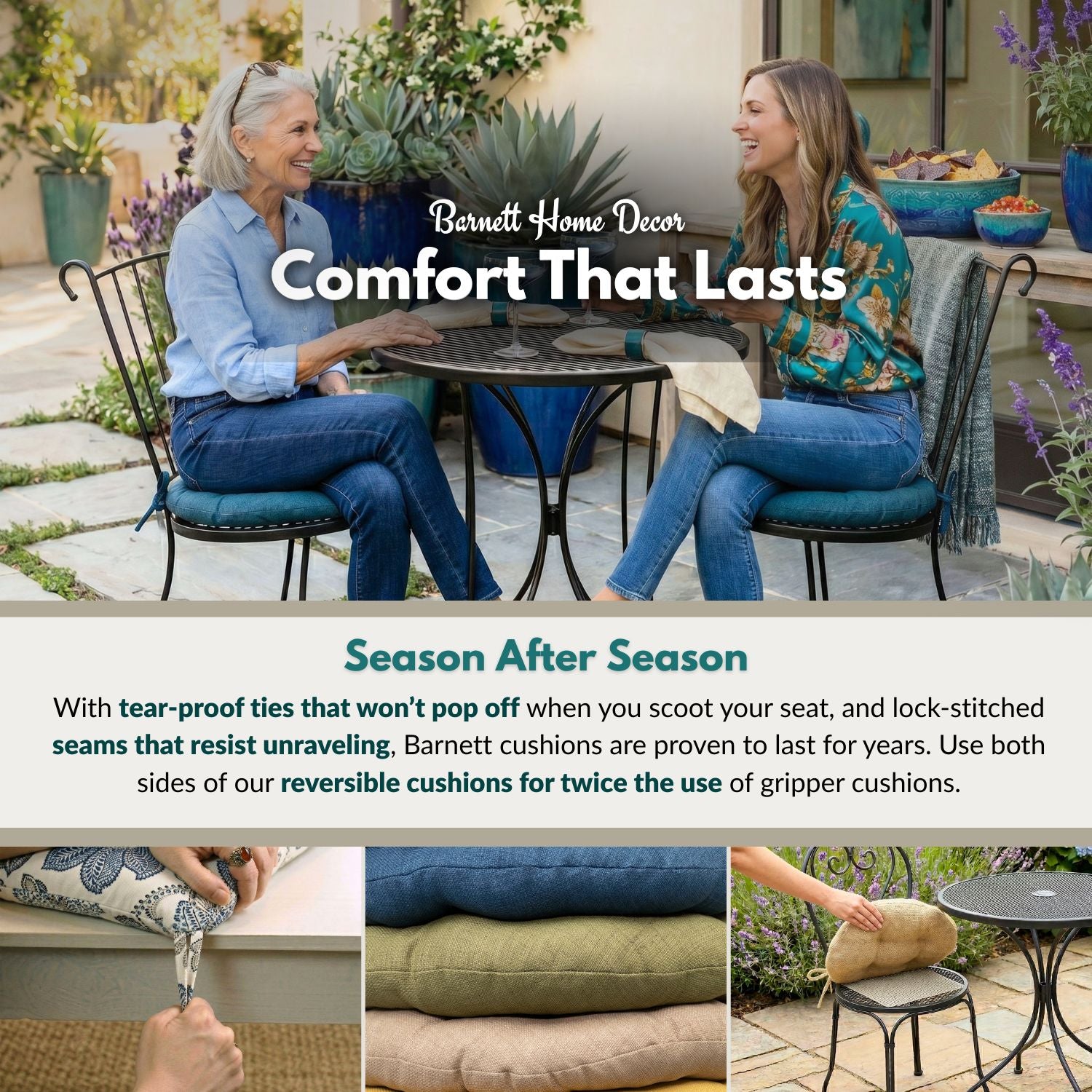 Bistro Chair Cushion - Fulton Navy Blue - 16" Round Cushion - Indoor / Outdoor