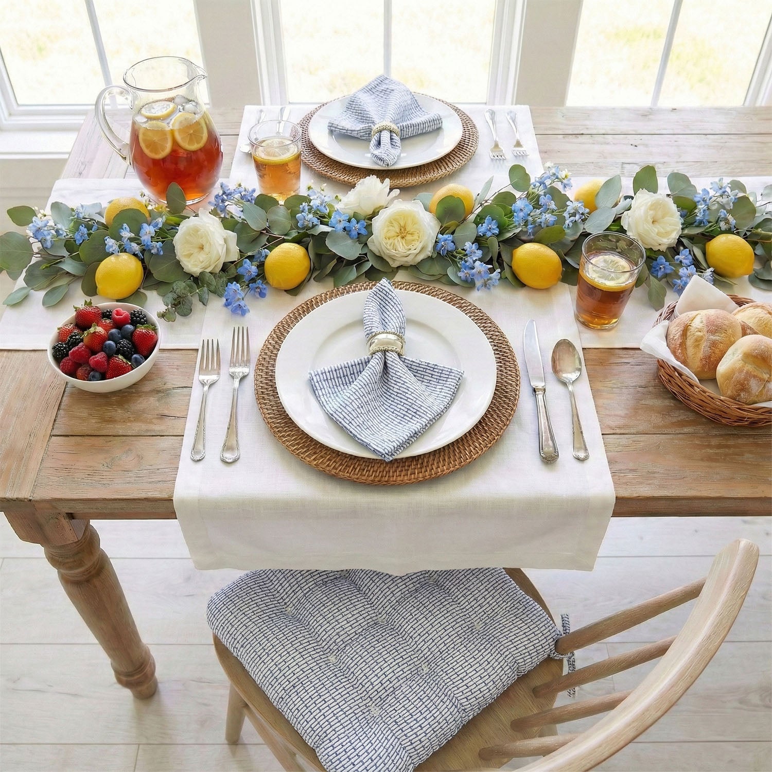 Basketweave Blue Cloth Napkins Set of 4 or Set of 8