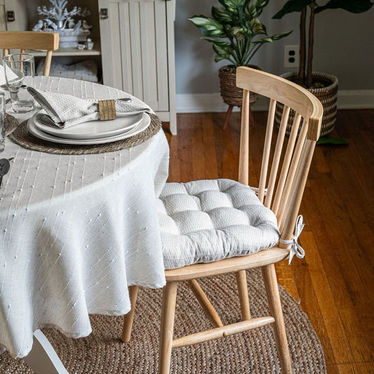 Basketweave Dove Dining Chair Pad - Reversible, Latex Foam Fill