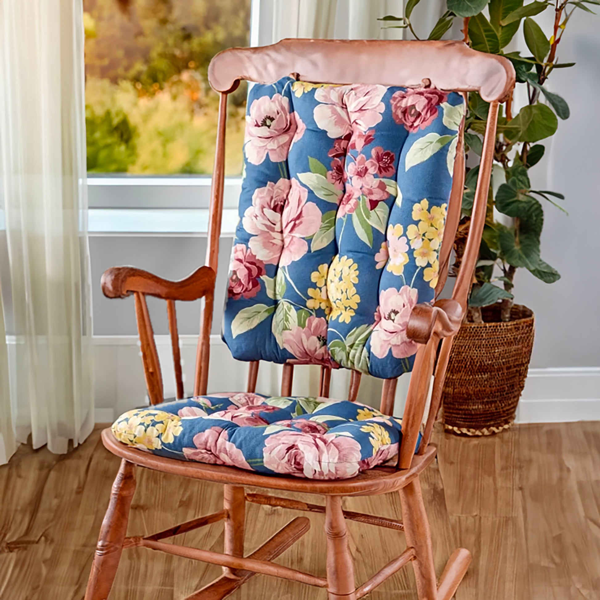 blue floral rocking chair cushions