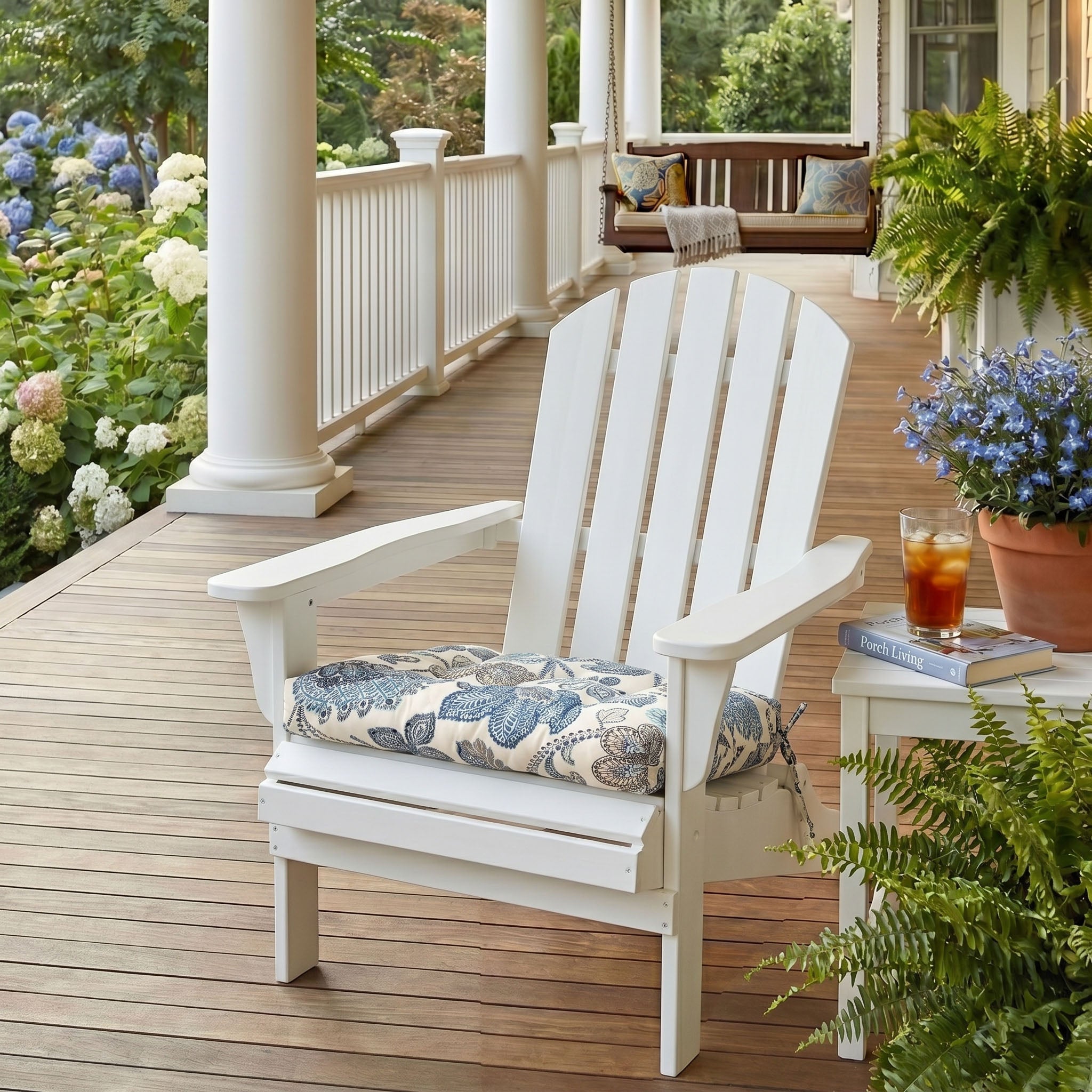 Boutique Floral Blue Adirondack Chair Cushions - Outdoor: Weather Resistant, Fade Resistant