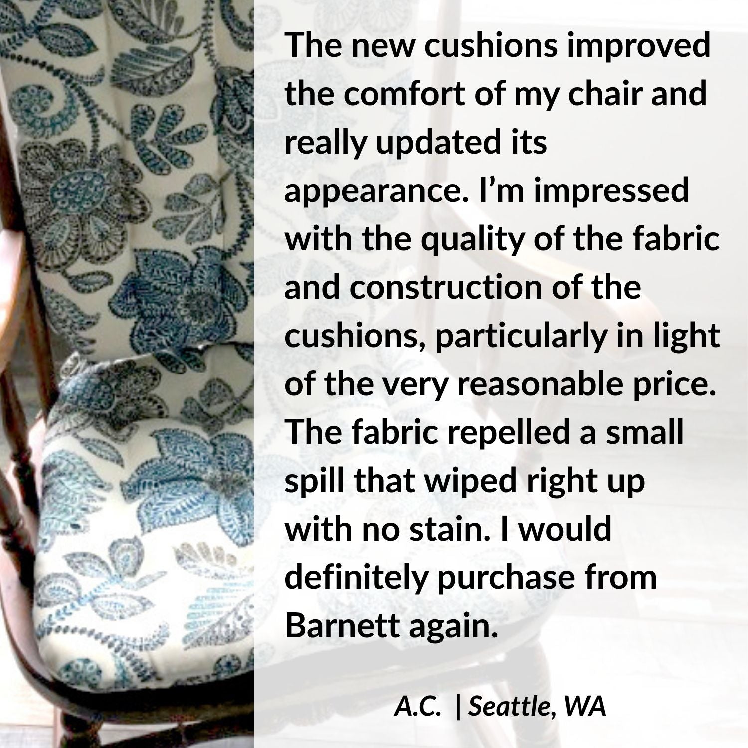 Boutique Blue Floral Porch Rocker Cushions - Latex Foam Fill