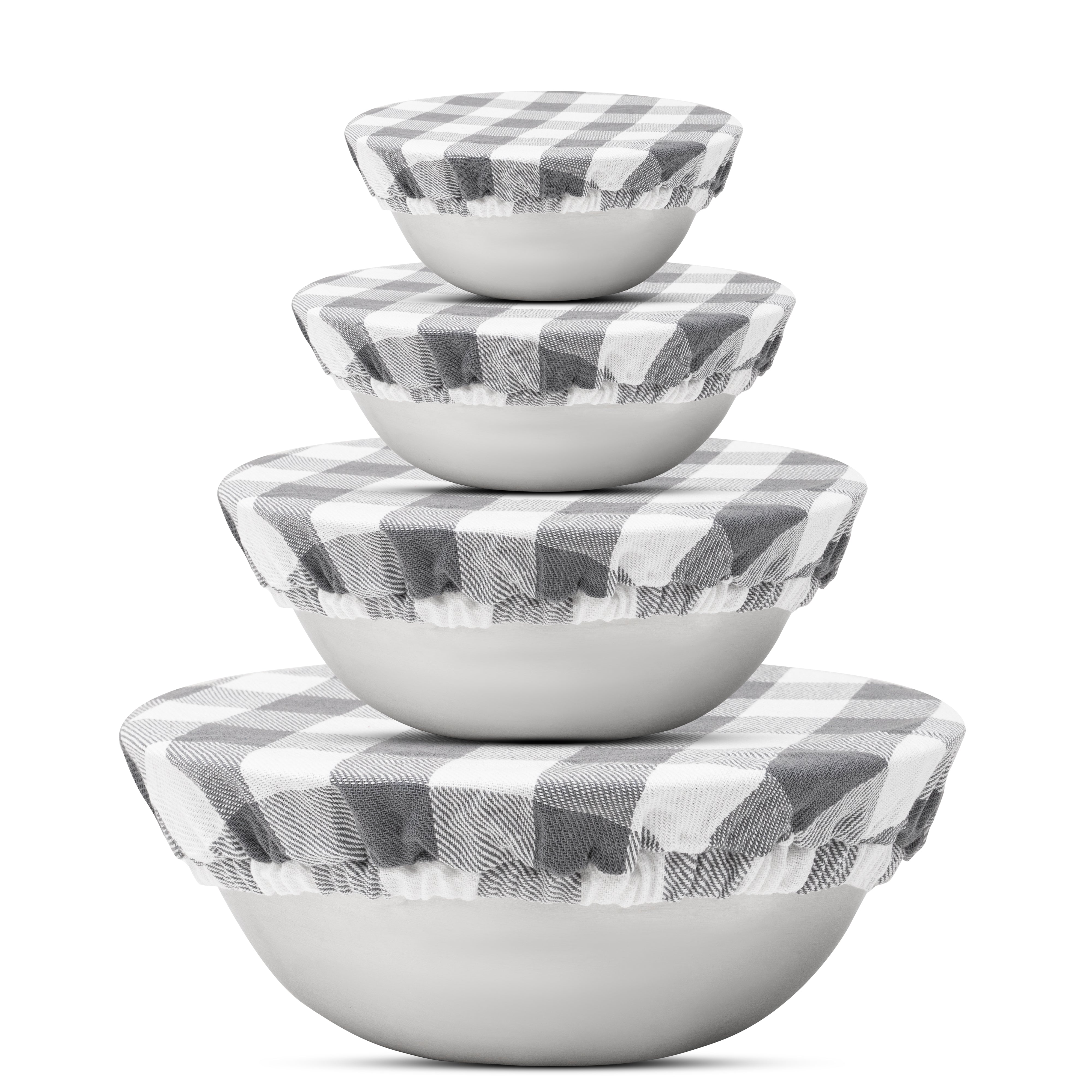 Reusable Fabric Bowl Covers - Flax Linen - Classic Check