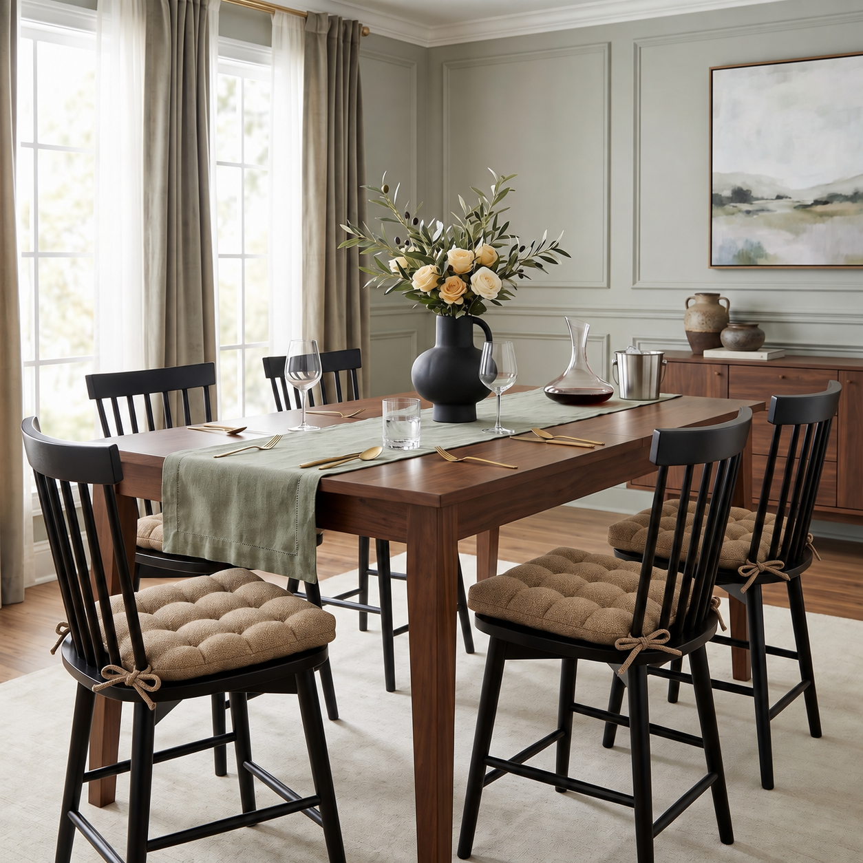 Brisbane Camel Tweed Dining Chair Pad - Latex Foam Fill, Reversible
