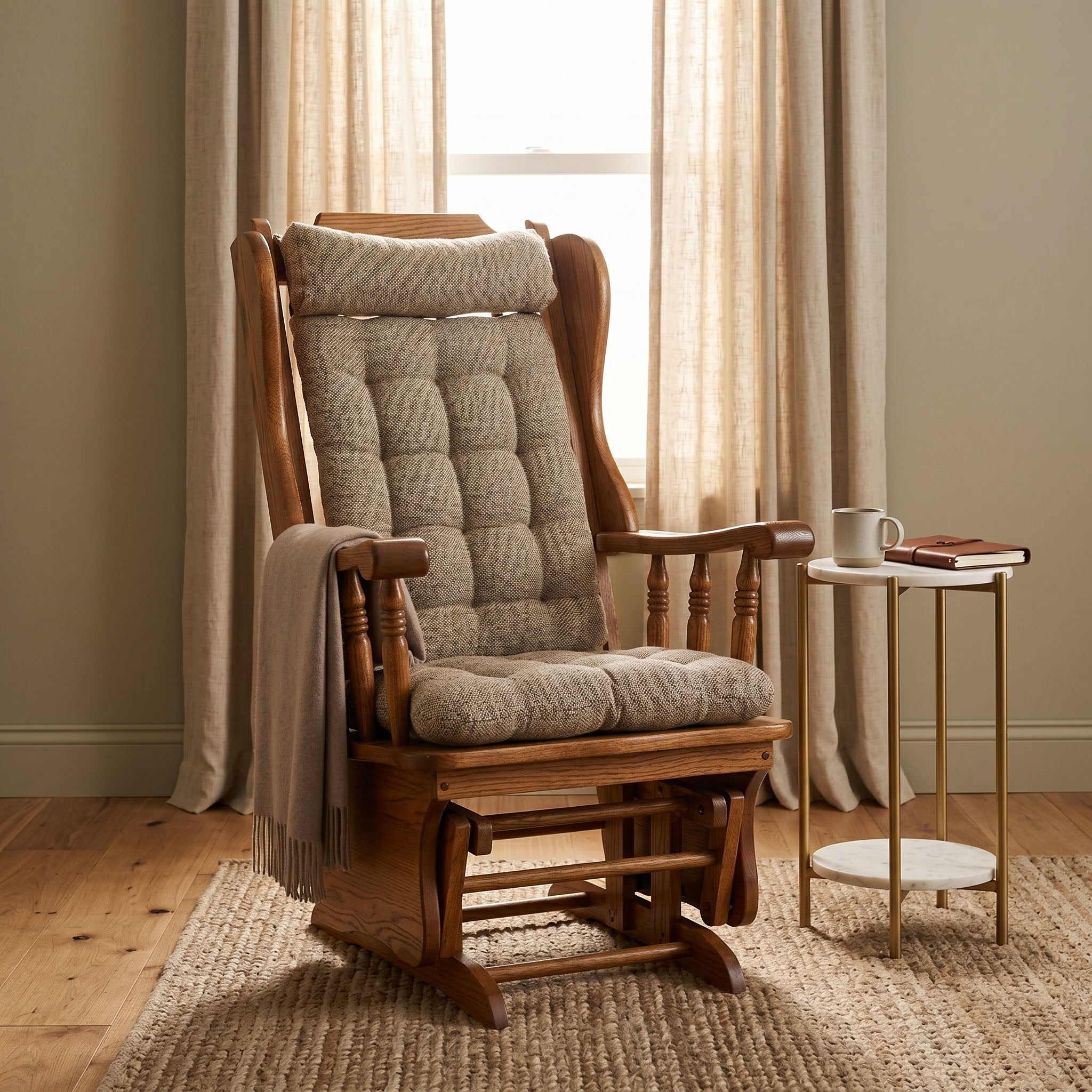 Brisbane Camel Tweed Rocking Chair Cushions - Latex Foam Fill