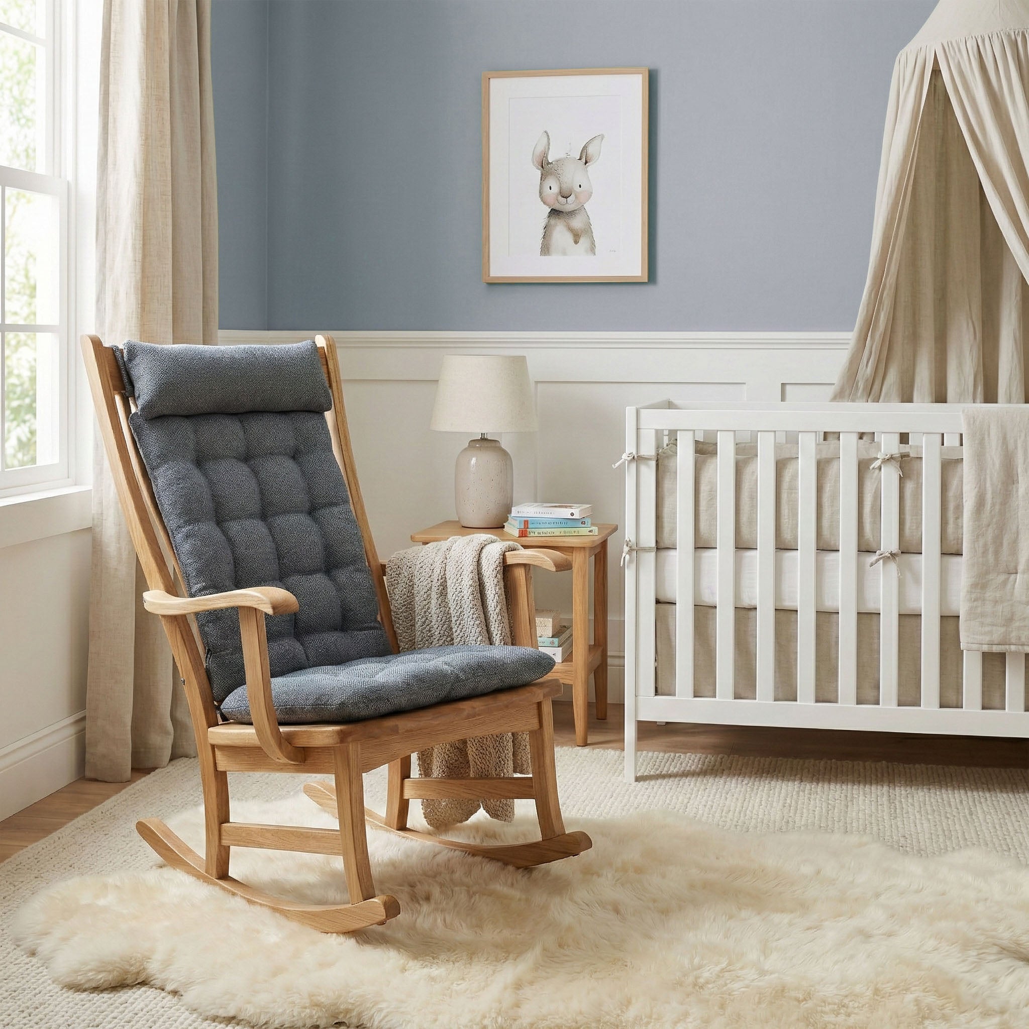 Brisbane Colonial Blue Rocking Chair Cushions - Latex Foam