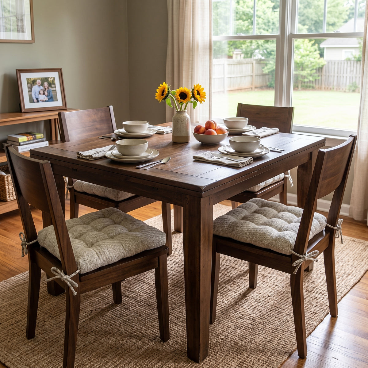 Brisbane Natural Dining Chair Pad - Latex Foam Fill - Reversible