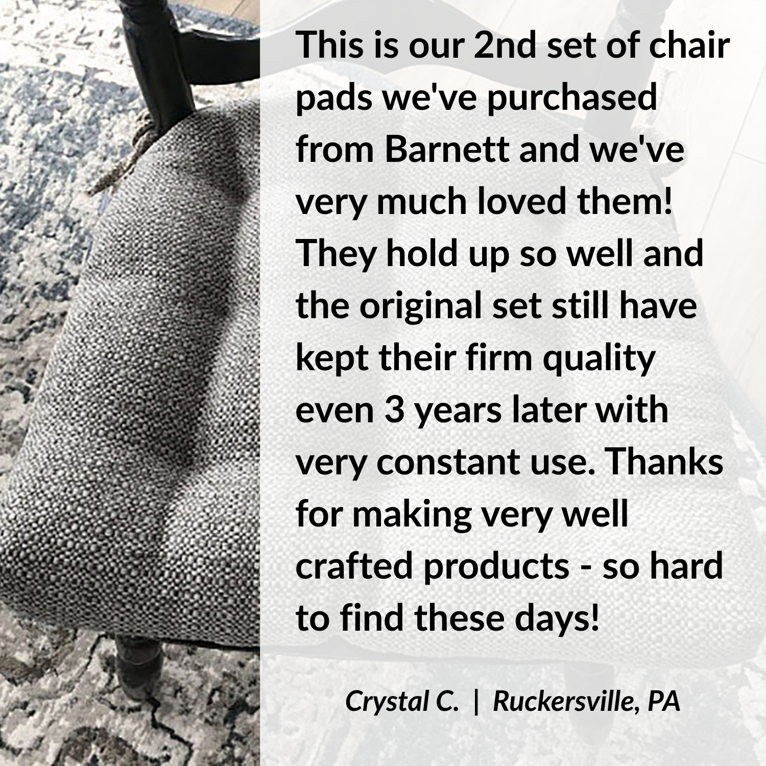 grey tweed dining chair cushion on a ladderback dining room chair with barnett customer reviews