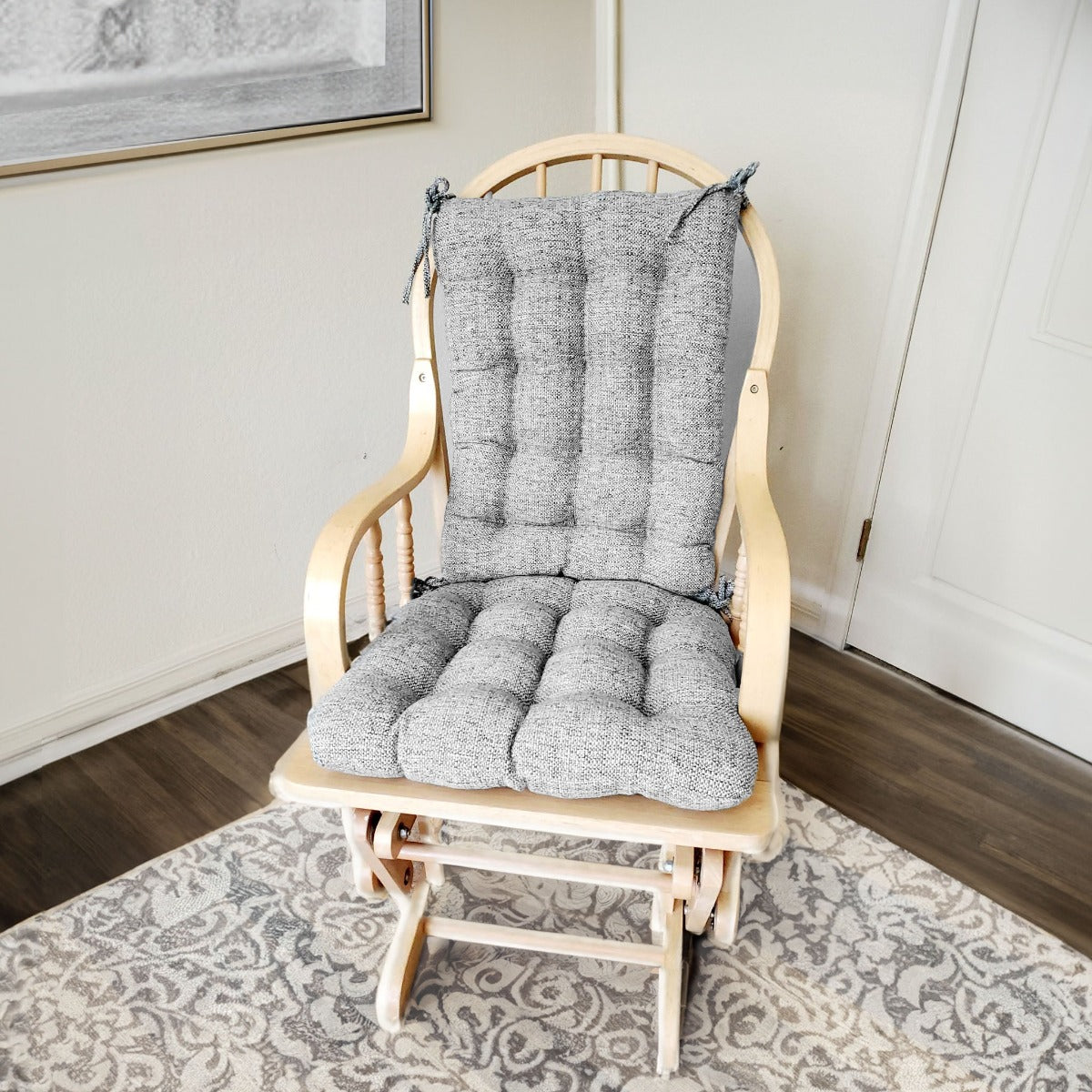 Brisbane Silver Grey Rocking Chair Cushions - Latex Foam - Barnett Home Décor - Silver & Grey