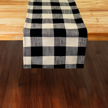 Buffalo Check Black & Cream 72" Table Runner - Rectangle - Hemmed