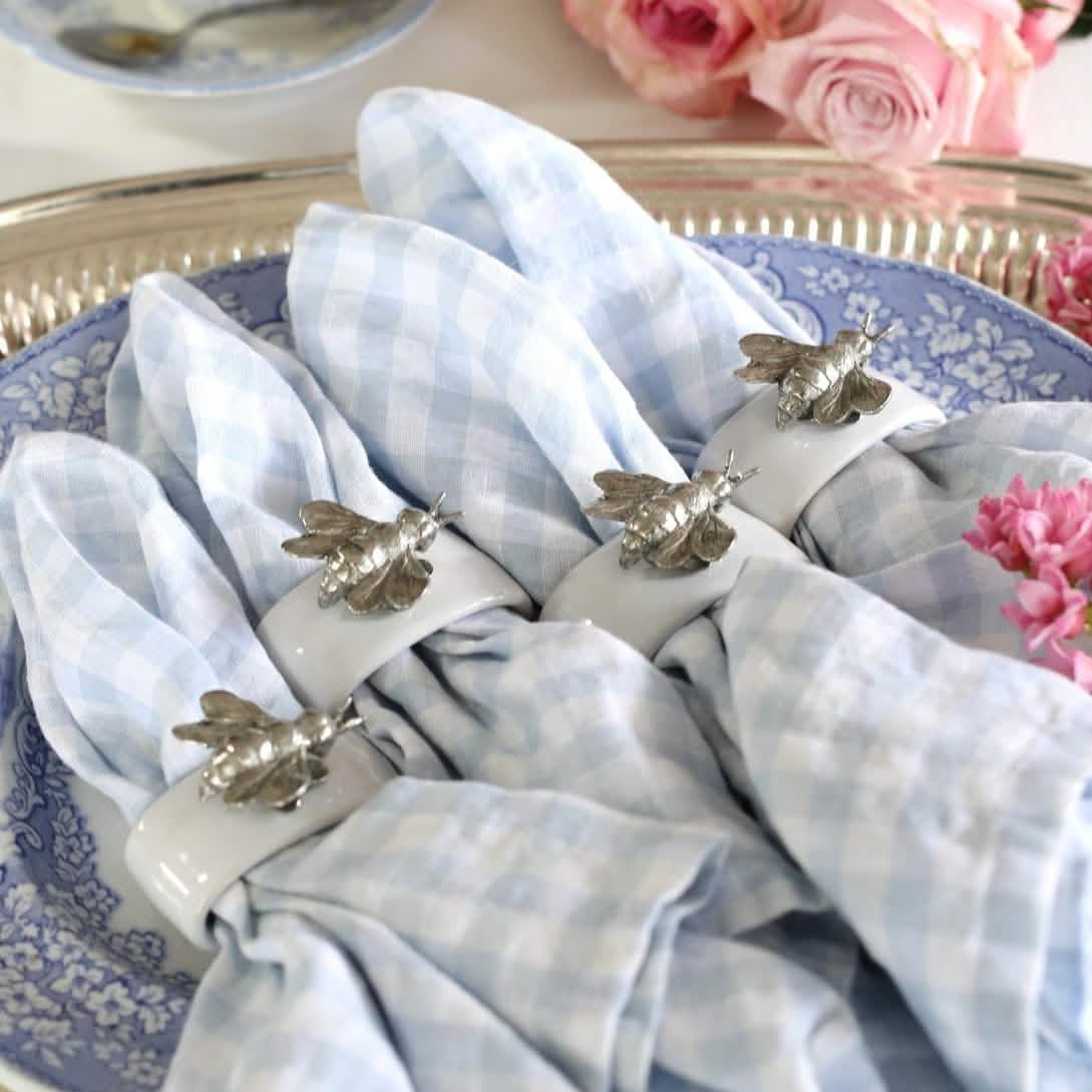 Honey Bee Napkin Ring - Pewter and Stoneware