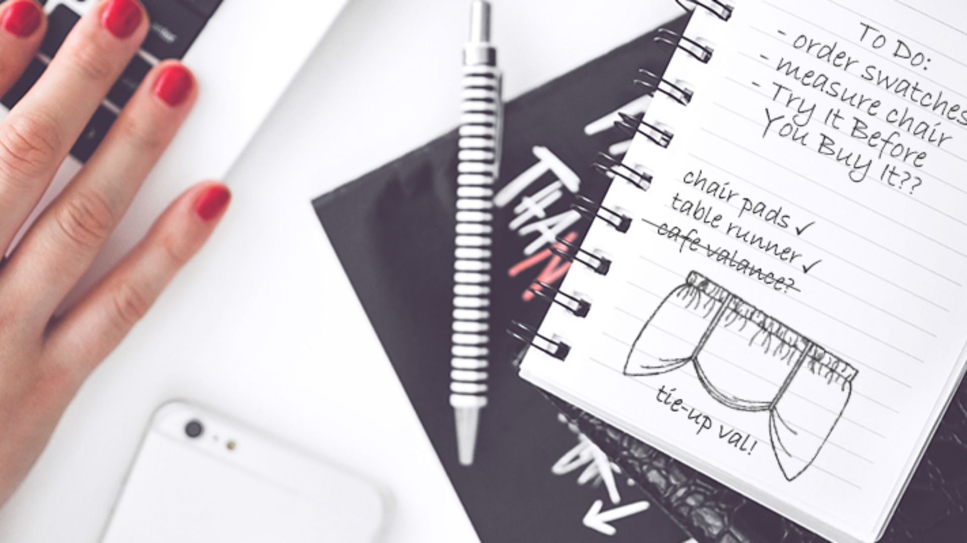 woman's hand over pad of paper with To-Do List to order chair pads