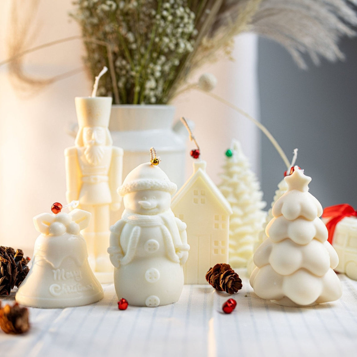 Christmas Candle Set - Christmas Tree, Snowman, Nutcracker - Soy, Scented or Unscented - Festive Holiday Candles