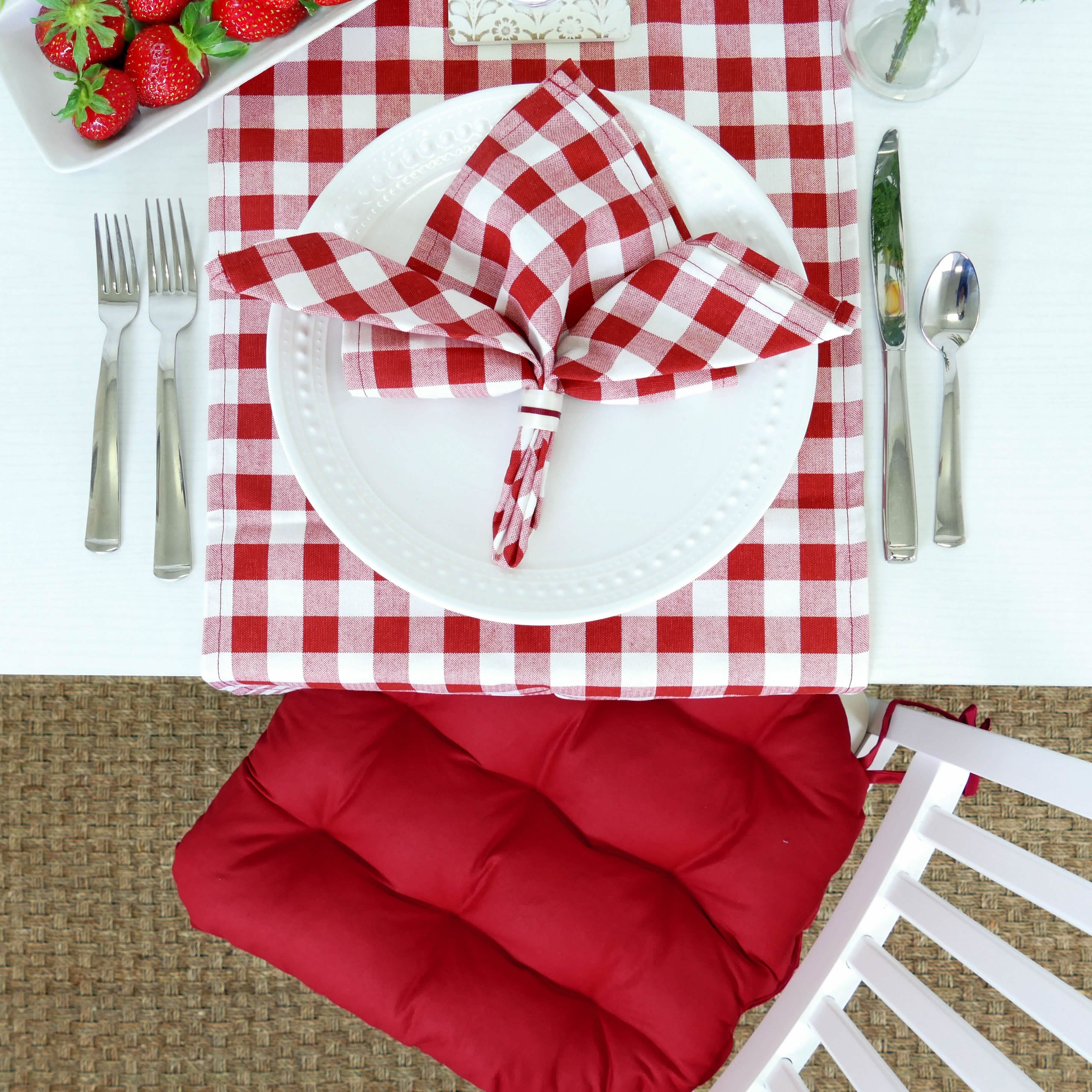 Classic Check Red Cloth Napkins - Set 8