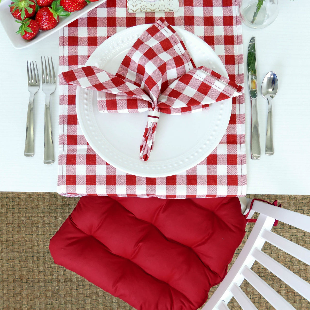 Classic Check Red Cloth Napkins - Set 8