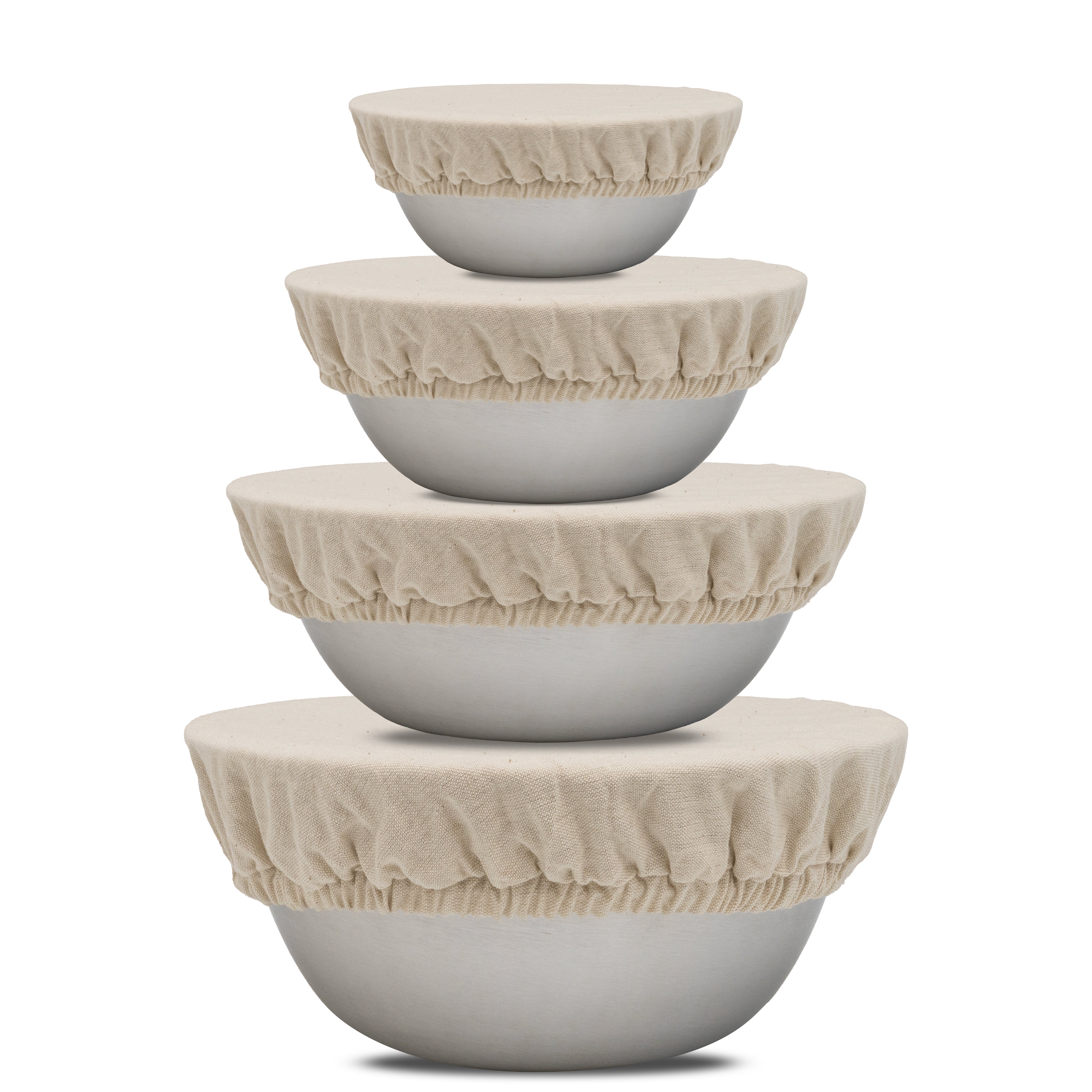 Reusable Fabric Bowl Covers - Flax Linen - Classic Check
