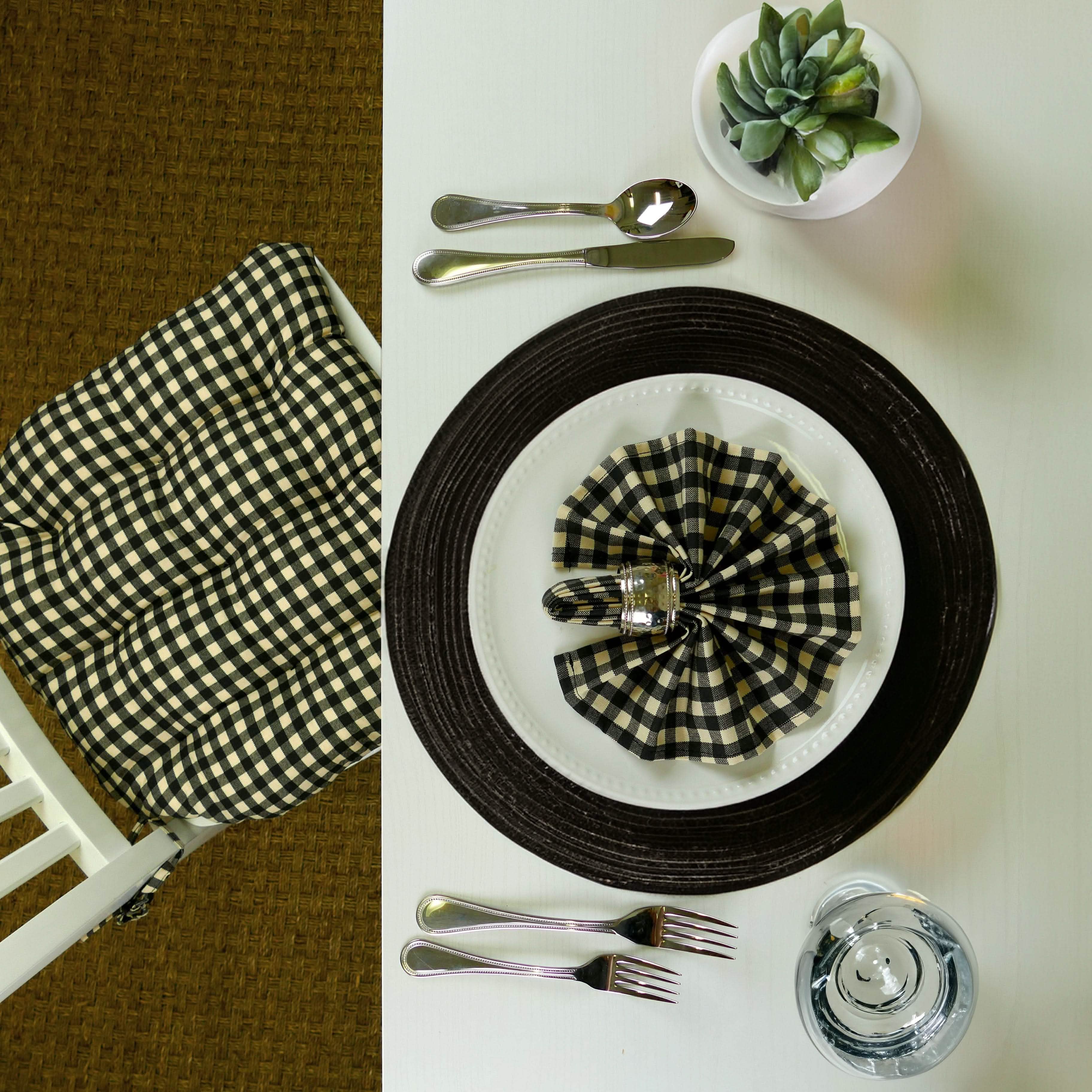 Farmhouse Check Black Cloth Napkins Set of 4