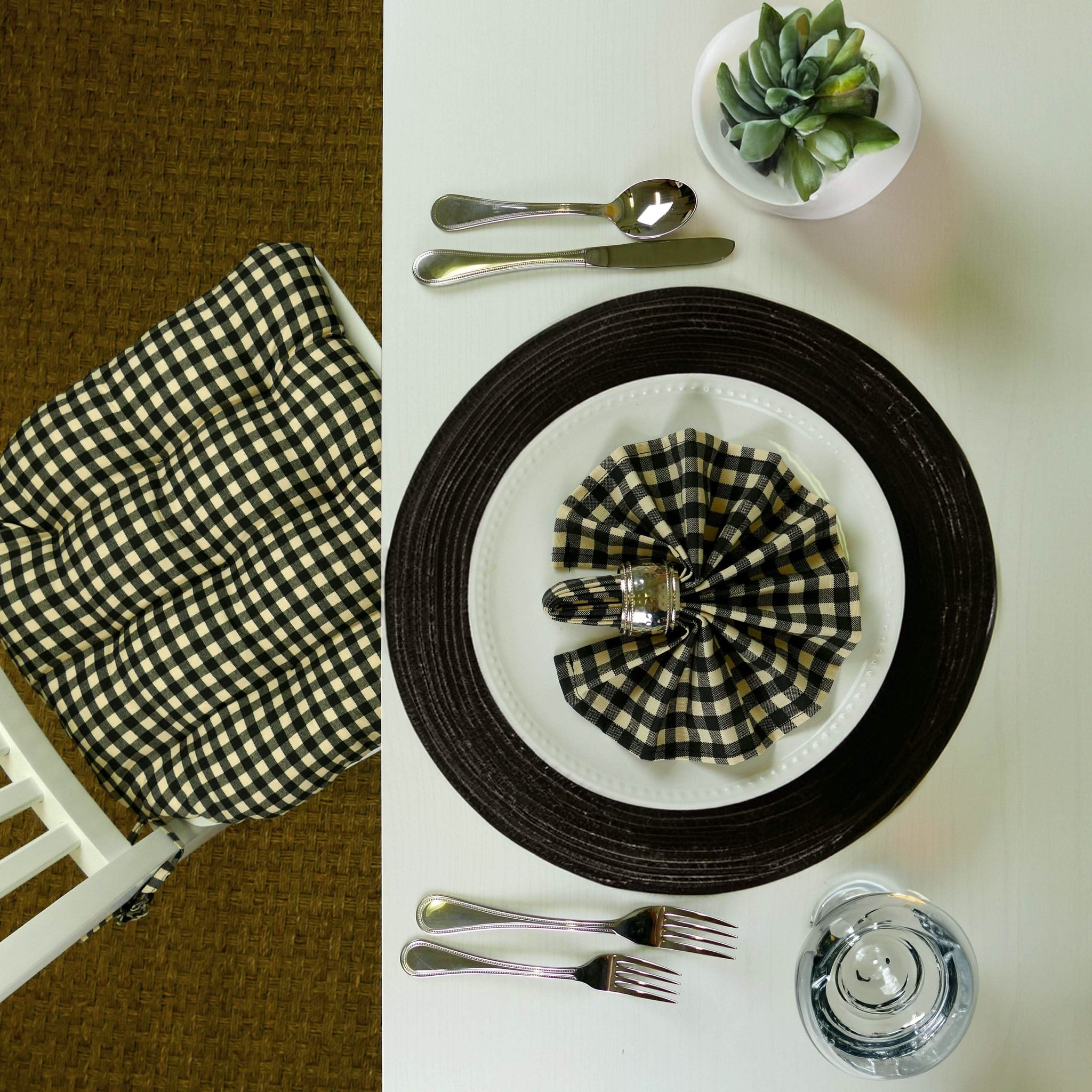 Farmhouse Check Black Cloth Napkins Set of 4