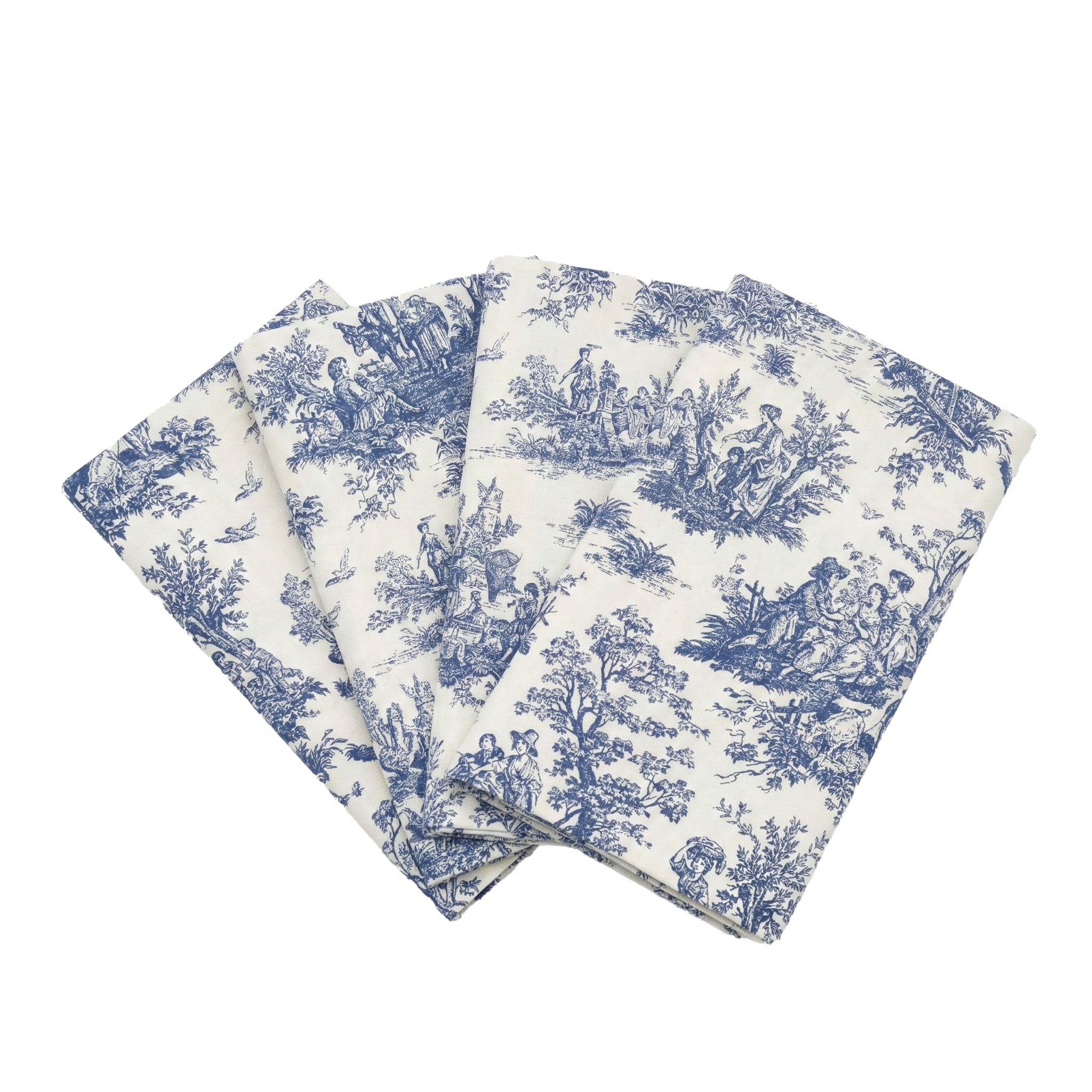 Jamille Toile Blue Cloth Napkins Set of 4 or Set of 8