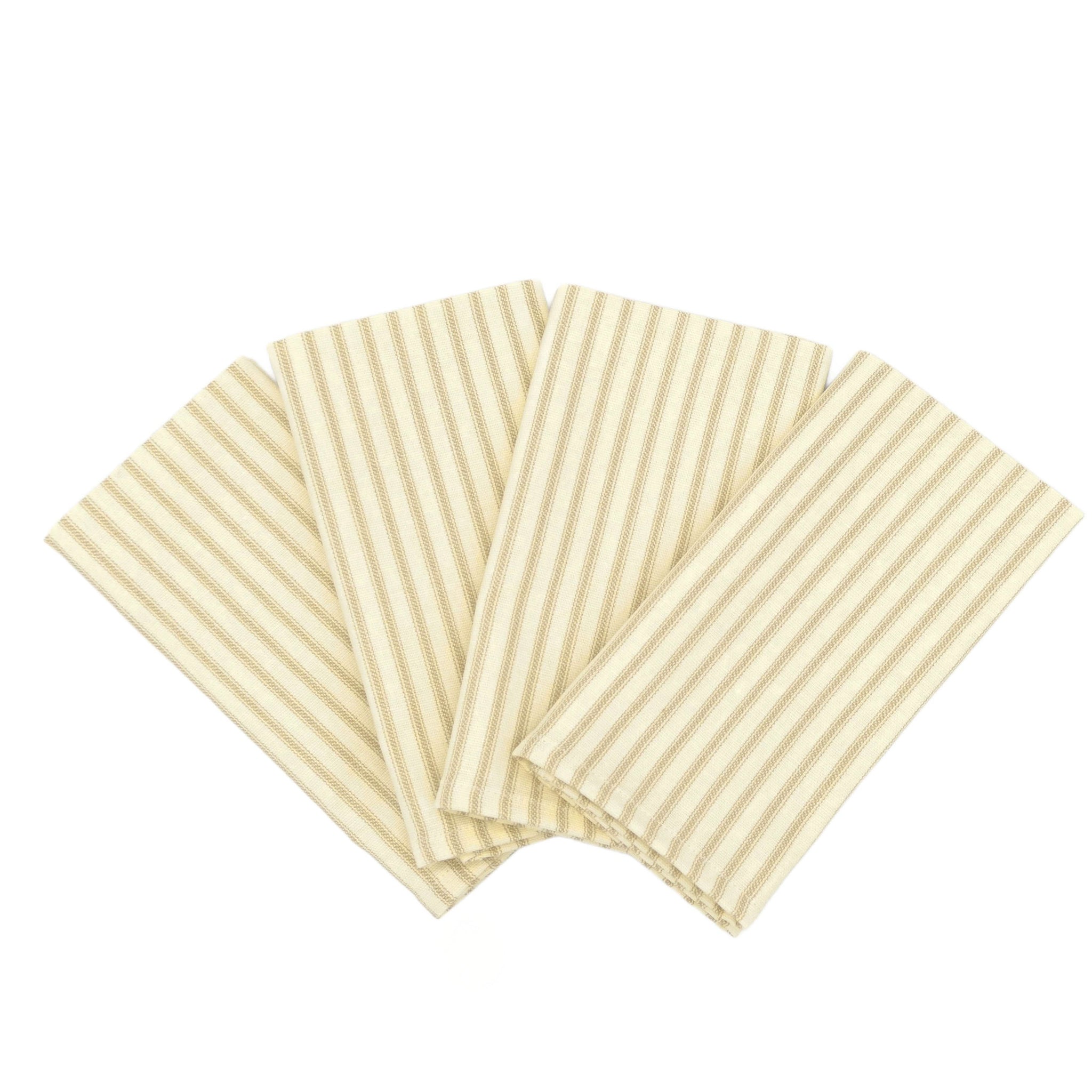Ticking Stripe Natural Cloth Napkins Set of 4