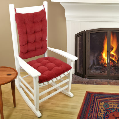 Corduroy Garnet Red Rocking Chair Pads - Never Flatten Rocker Chair Cushion Burgundy