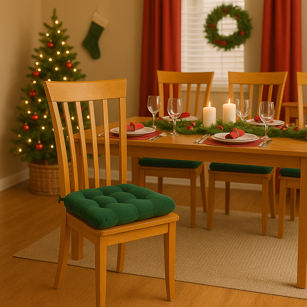 Corduroy Pinwale Hunter Green Dining Chair Pad - Never Flatten Chair Cushion