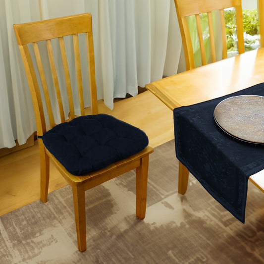 Corduroy Navy Blue Dining Chair Pad - Never Flatten Chair Cushion