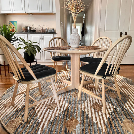 Corduroy Black Dining Chair Pad - Never Flatten Chair Cushion