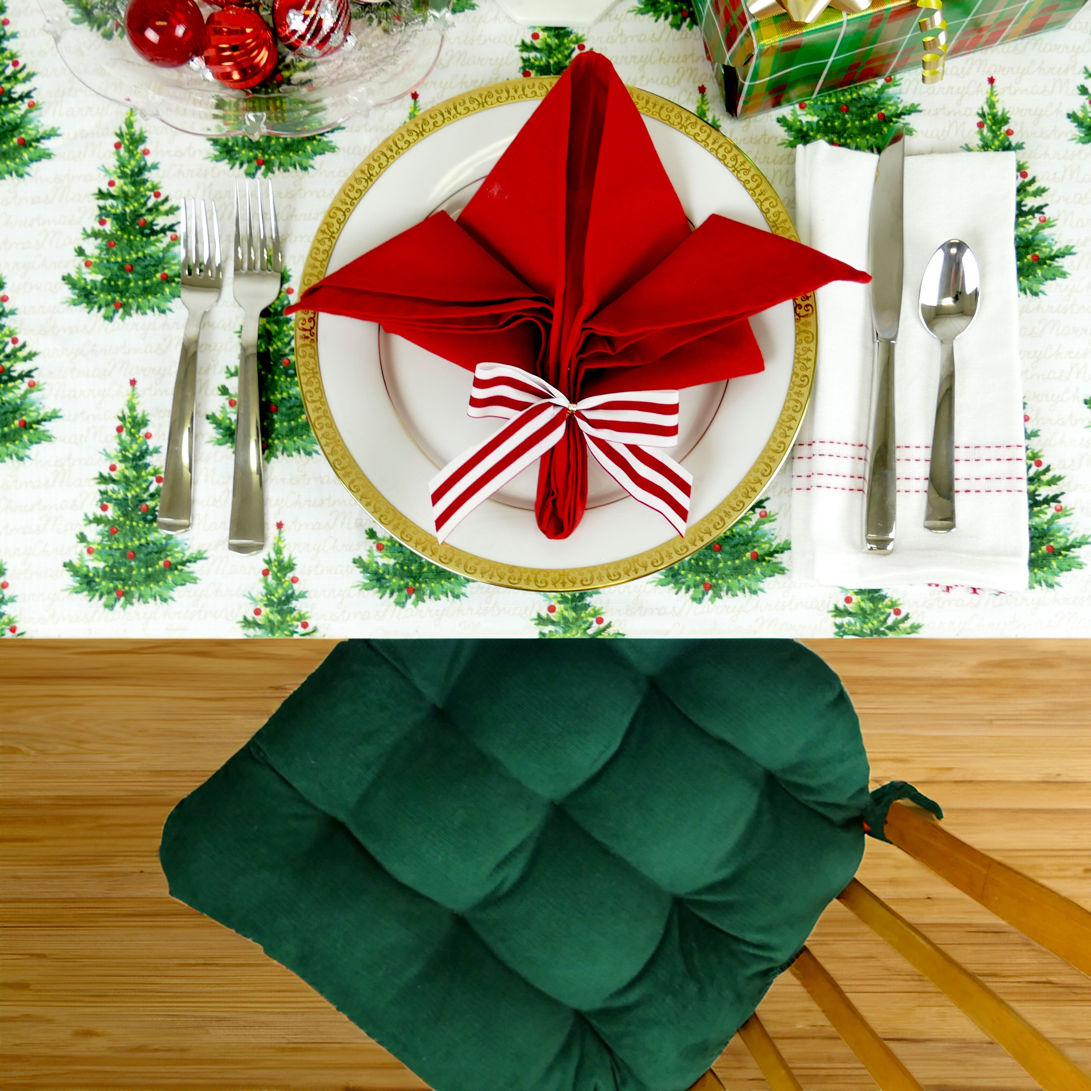 Corduroy Pinwale Hunter Green Dining Chair Pad - Never Flatten Chair Cushion