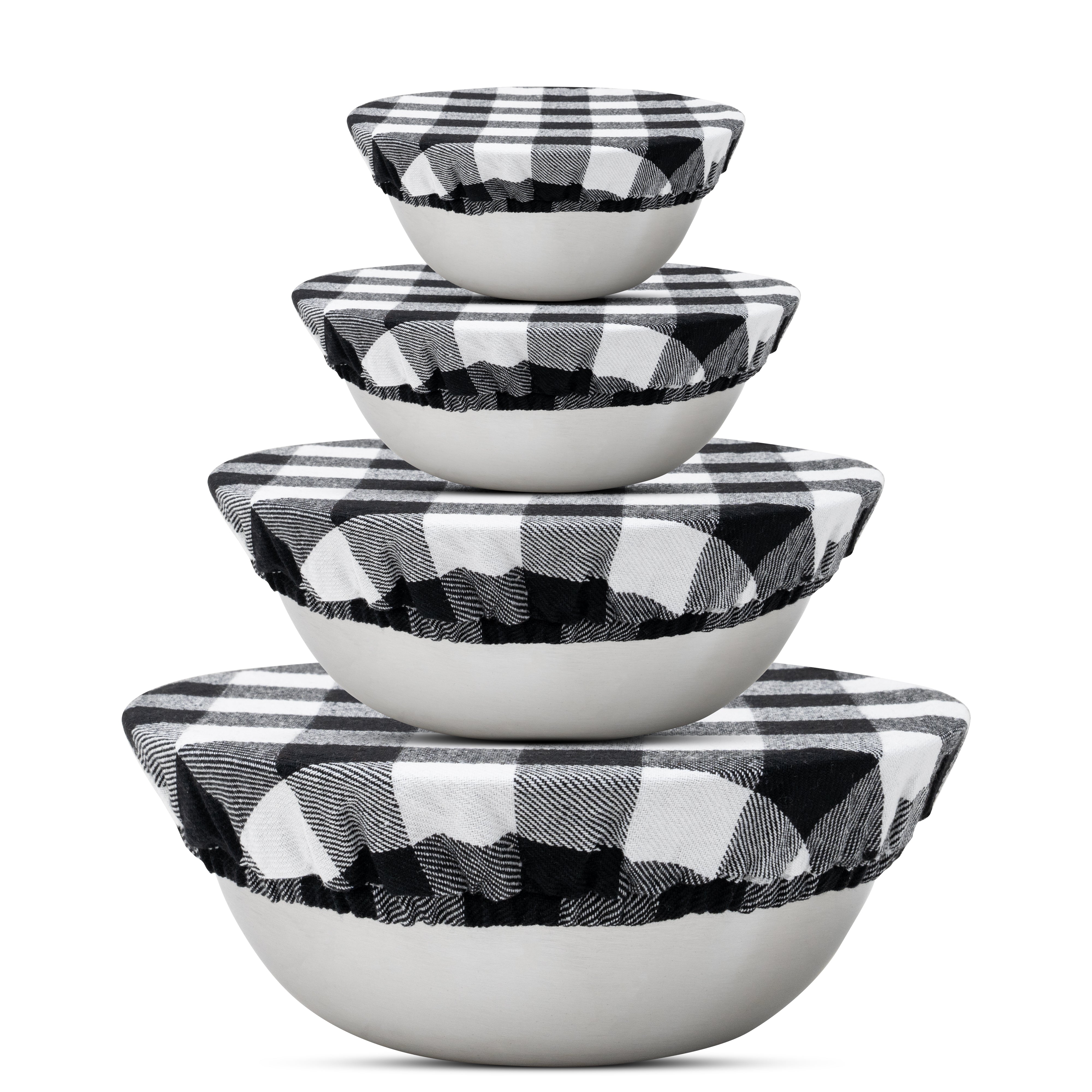 Reusable Fabric Bowl Covers - Flax Linen - Classic Check