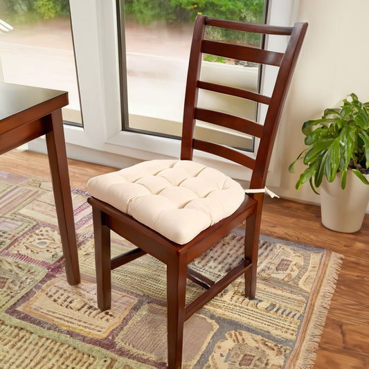 Cotton Duck Natural Dining Chair Pads  - Never Flatten Chair Cushion Unbleached Cotton