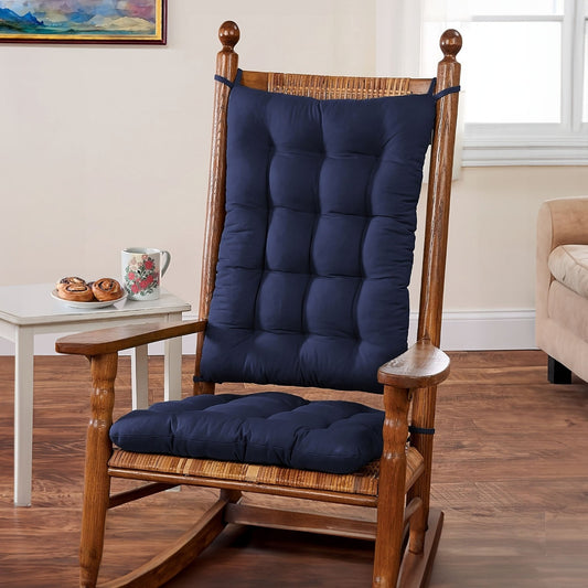 Cotton Duck Navy Blue Rocking Chair Cushions - Barnett Home Decor - Navy Blue