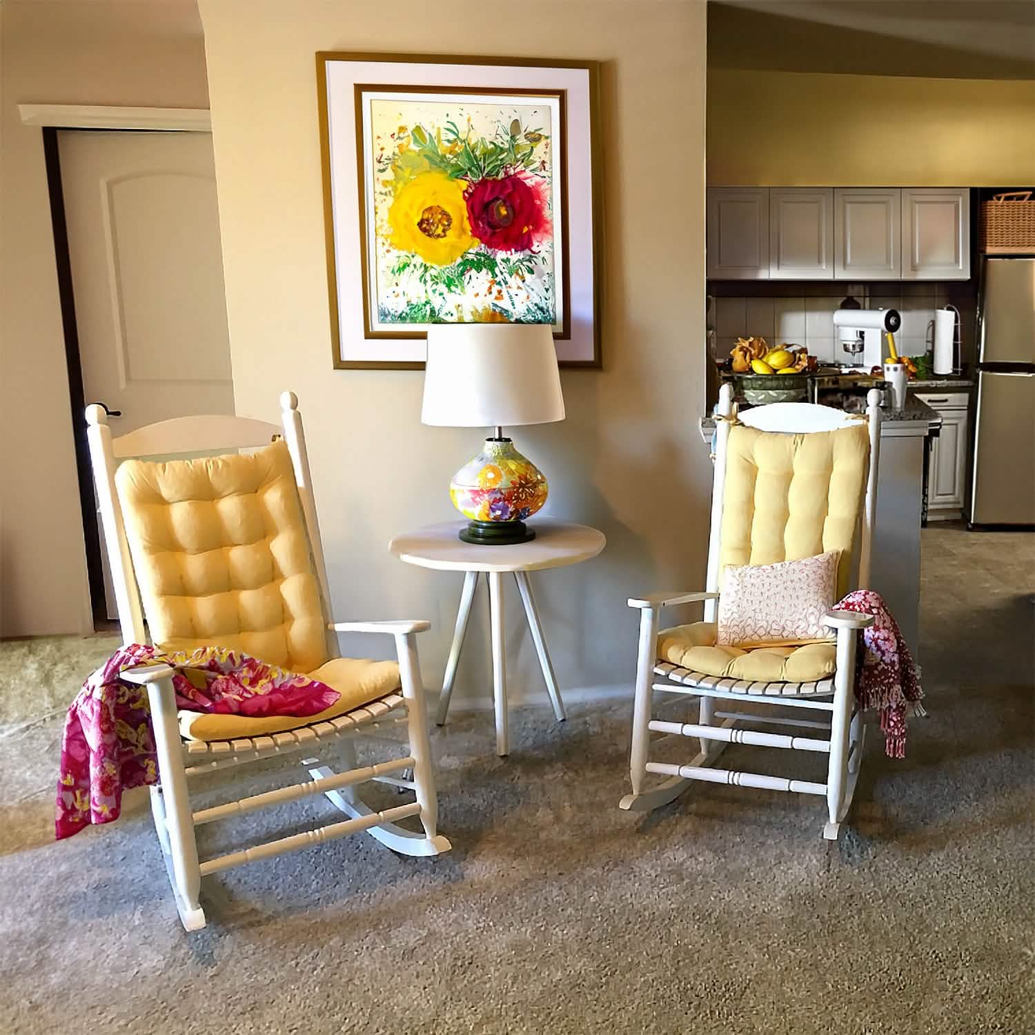 Bright Yellow Rocking Chair Cushion Pads