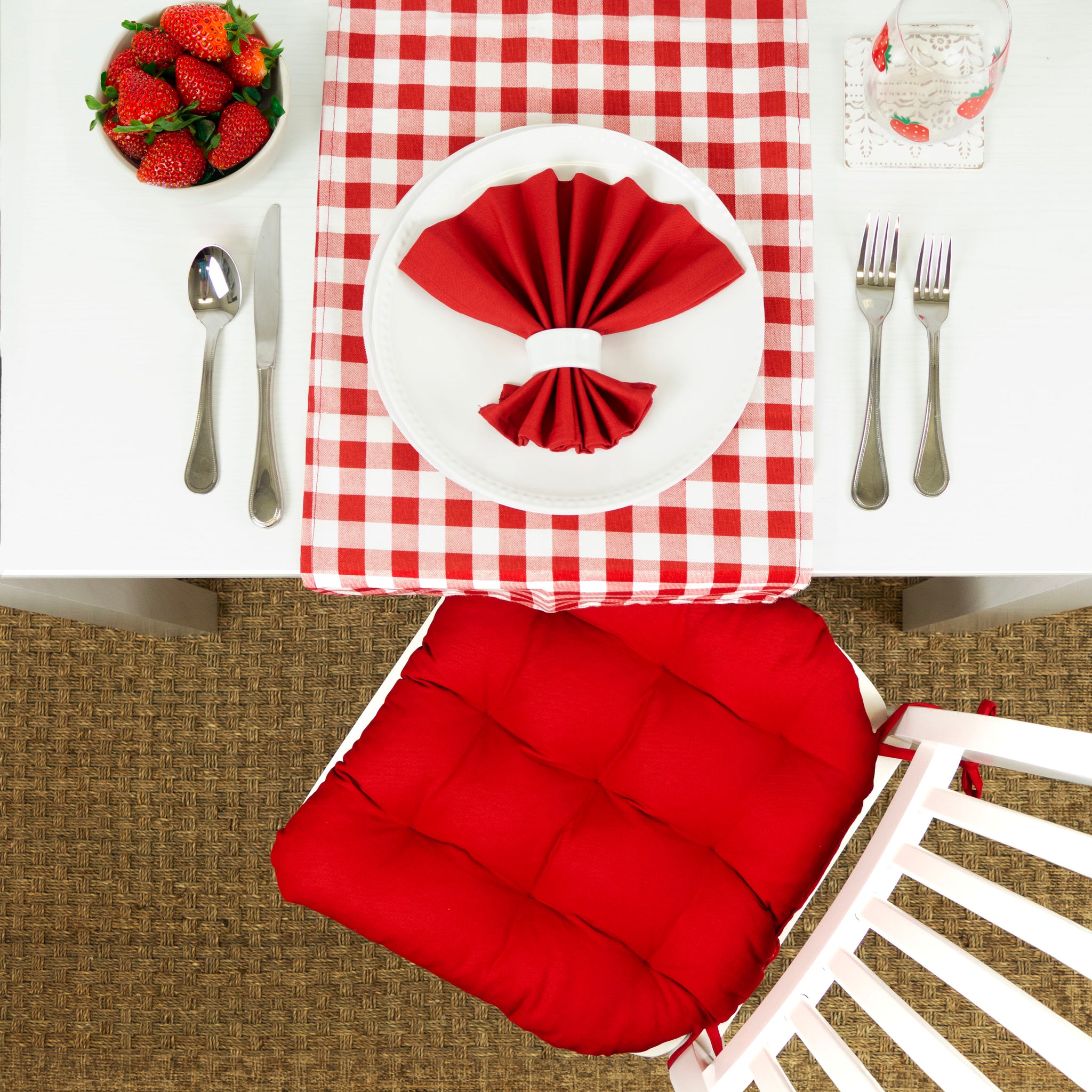 Cotton Duck Red Cloth Napkins Set of 4