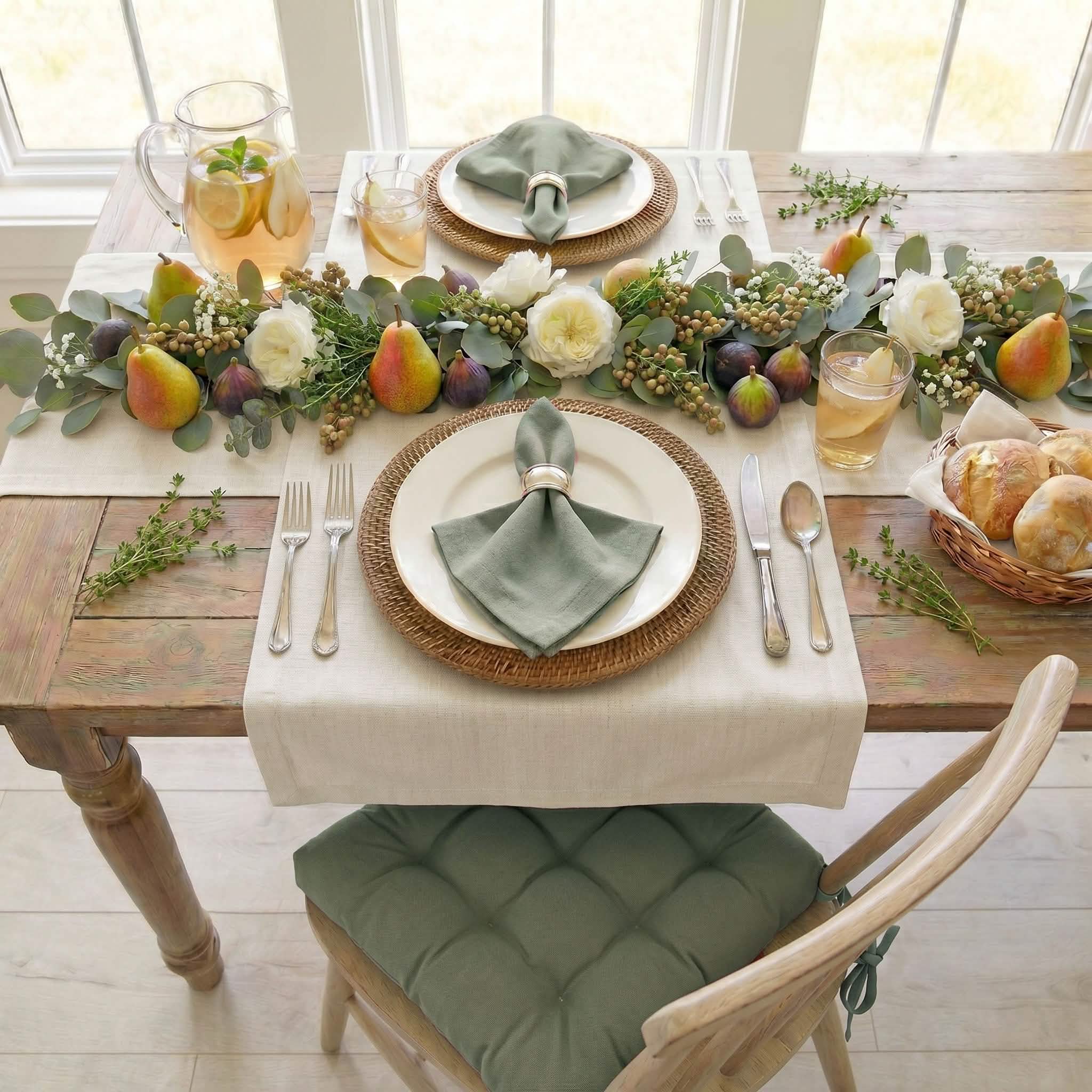 Cotton Duck Thyme Green Solid Color Dining Chair Pads  - Made in USA - 100% Cotton - Machine Washable (Copy)