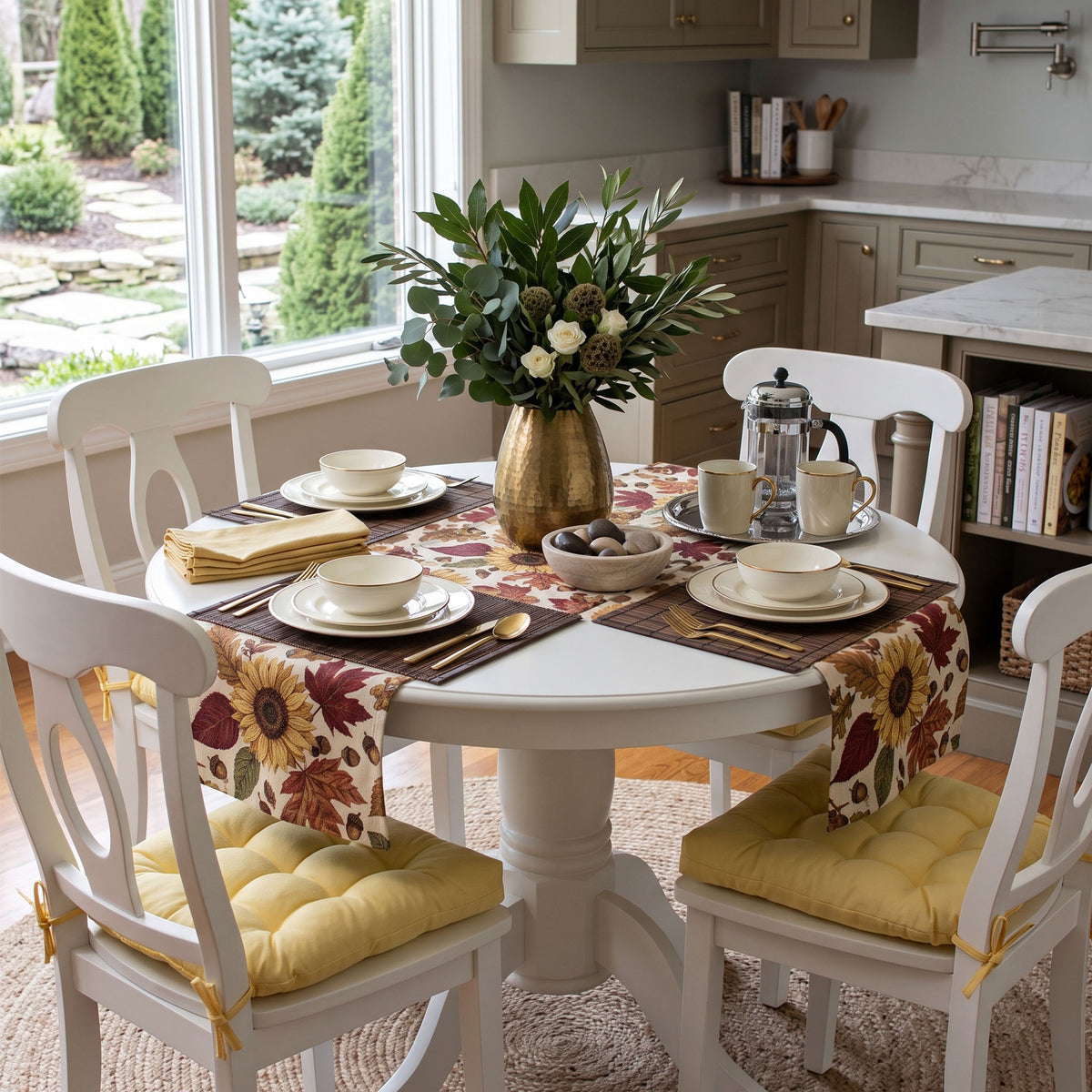 Cotton Duck Yellow Solid Color Dining Chair Pads  - Made in USA - 100% Cotton - Machine Washable
