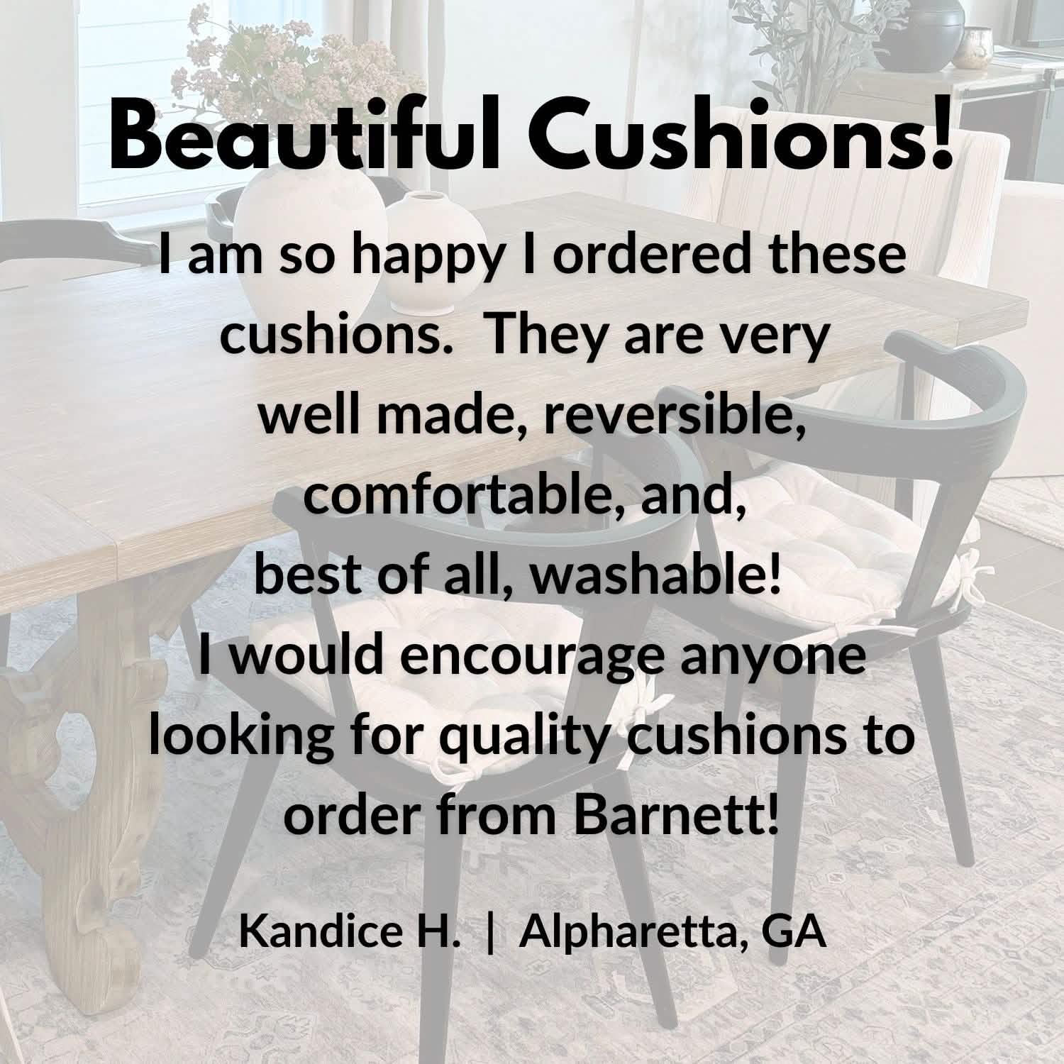Customer testimonial review for Granite Natural dining chair cushions