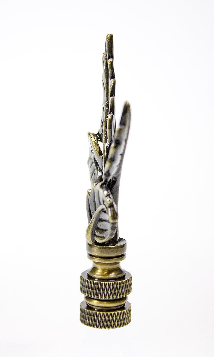 Leaves Lamp Finial - Antique Brass Metal, 3"h