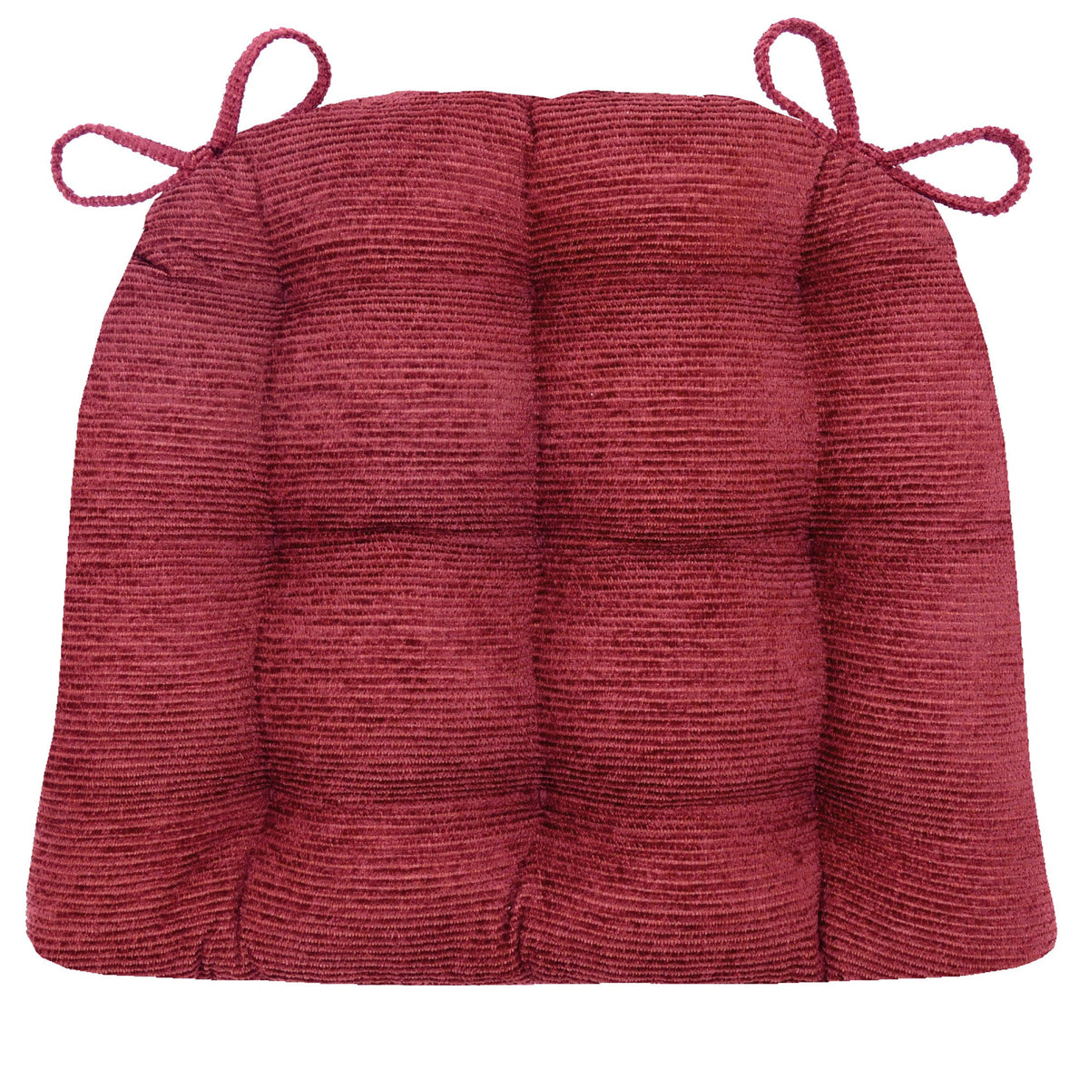 Chenille Rib Claret Red Dining Chair Cushion - Barnett Home Decor - Red