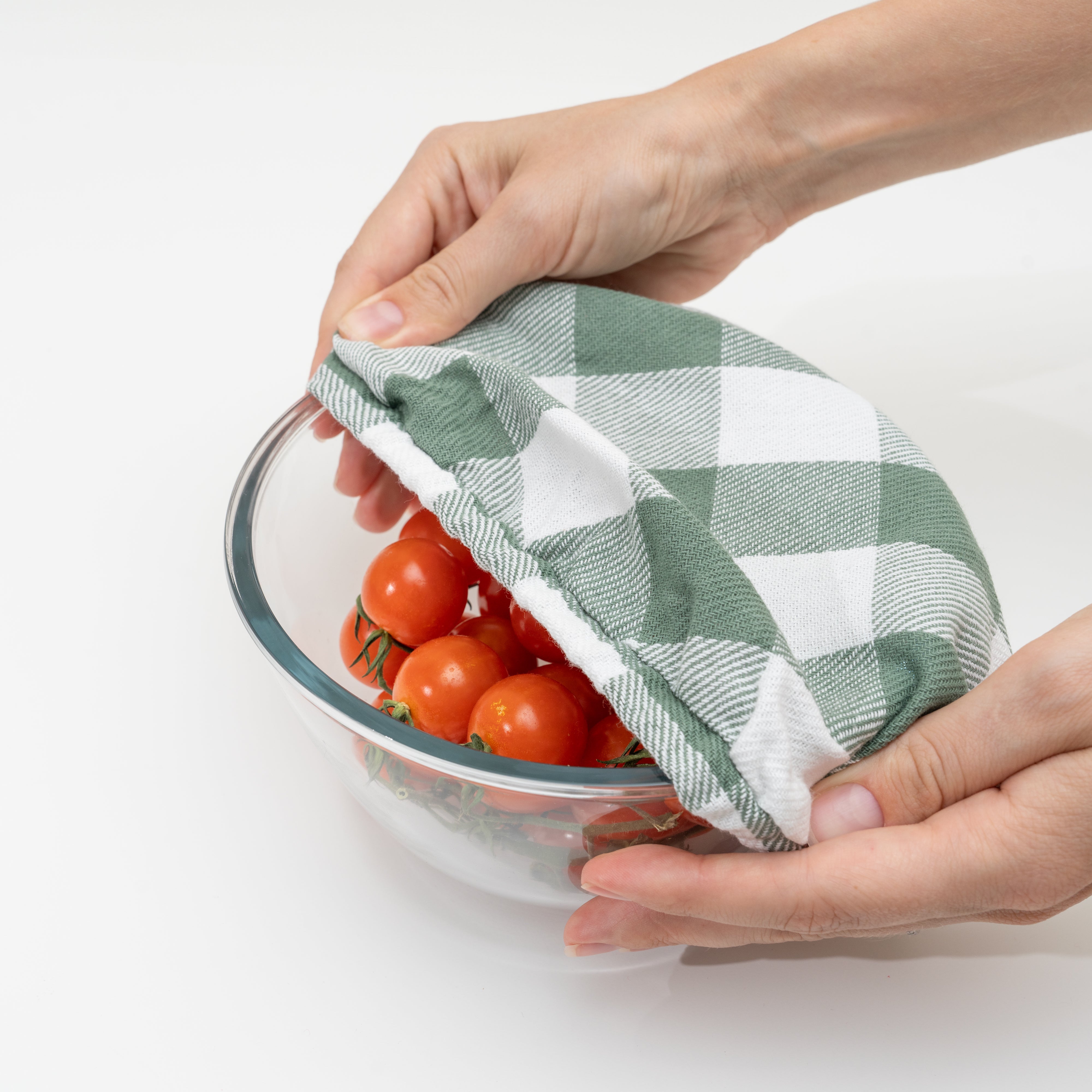Reusable Fabric Bowl Covers - Flax Linen - Classic Check