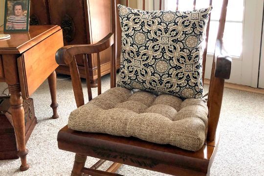 extra large chair cushion on wooden chair