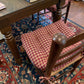 Farmhouse Check Dark Red & Tan Dining Chair Pads - Latex Foam Fill