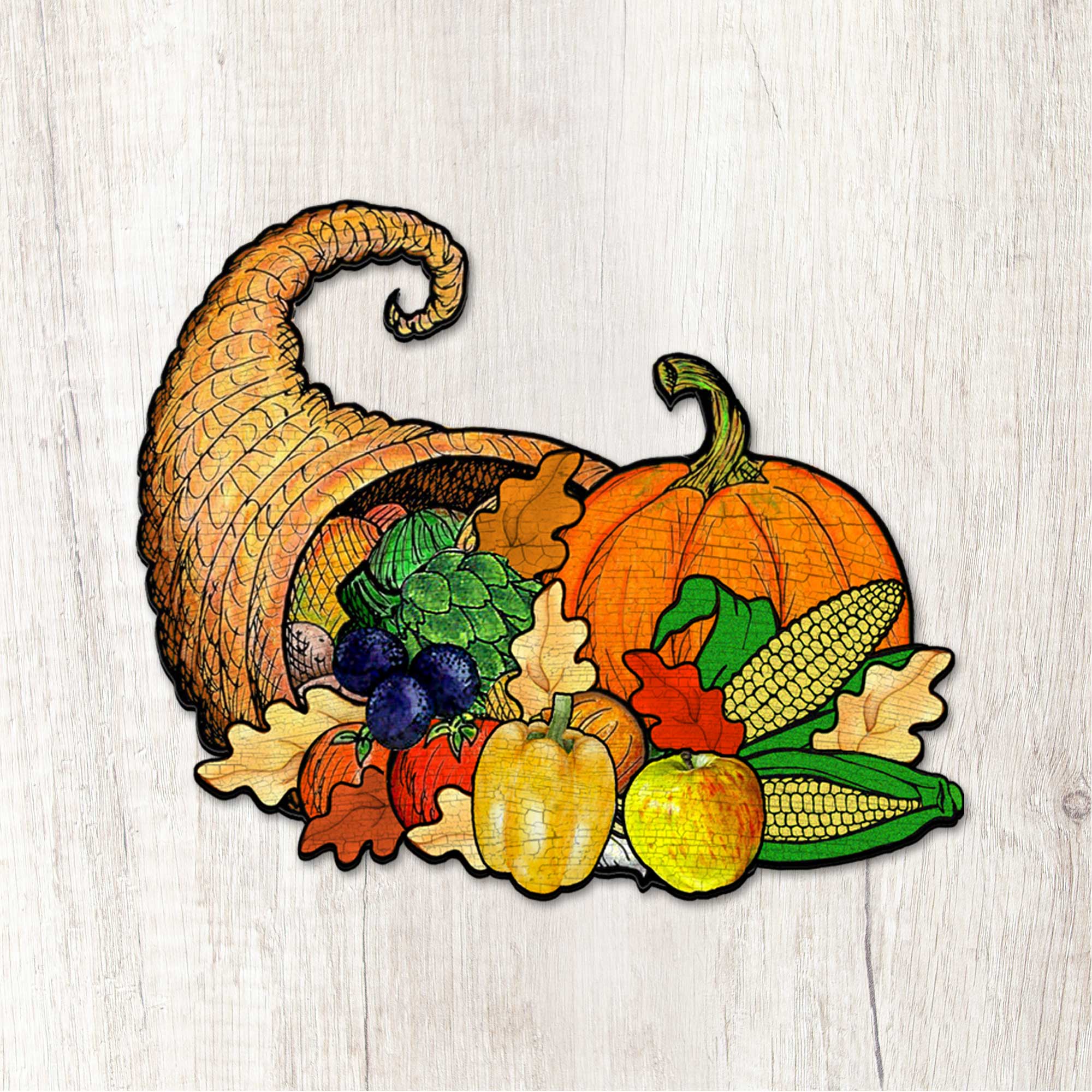 Thanksgiving Cornucopia Door Decor - Fall Pumpkins and Harvest Door Hanger