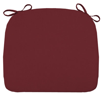 Cotton Duck Wine Flat Chair Pads  - Polyurethane Foam Fill - Welted Cranberry