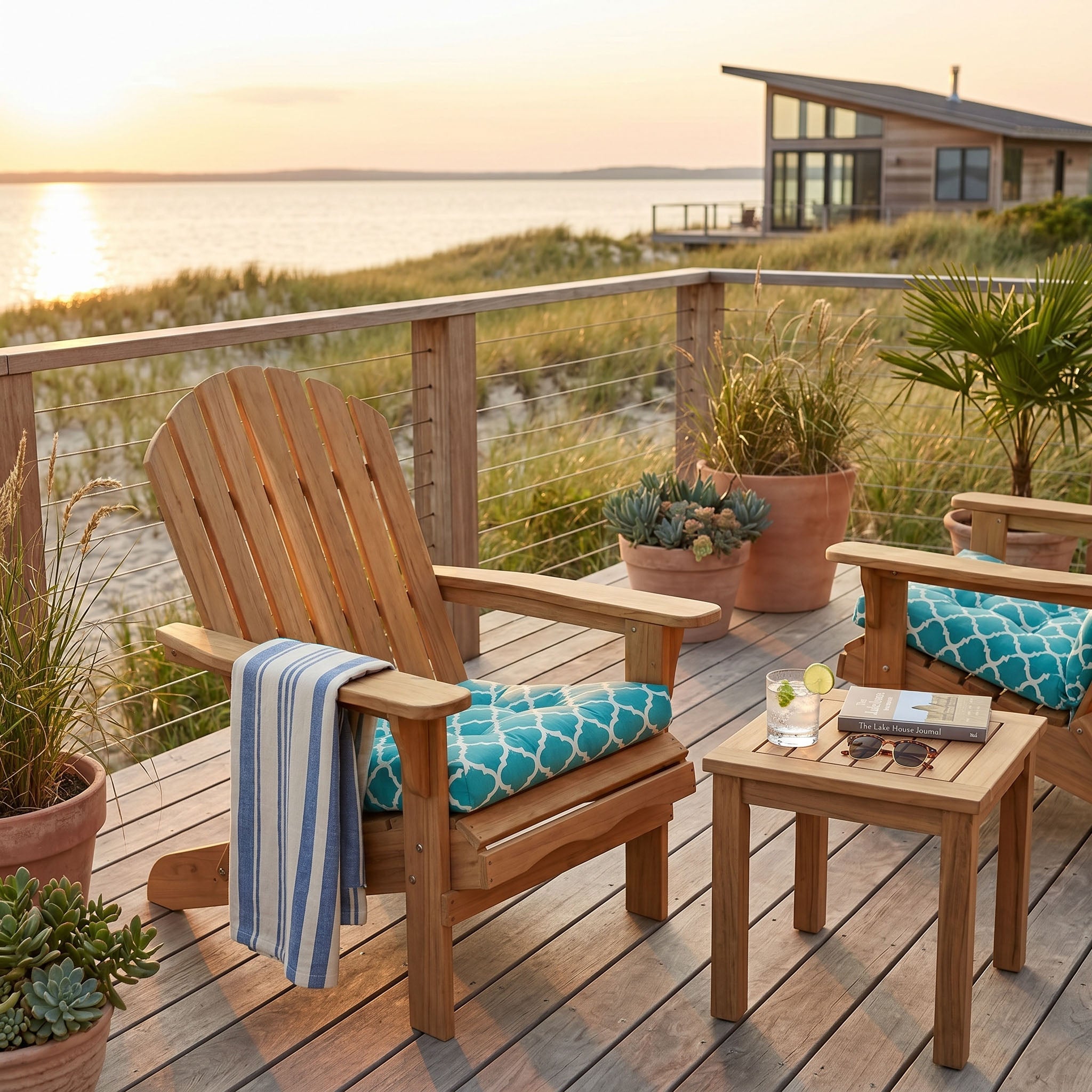 Fulton Aqua Adirondack Chair Cushions - Outdoor: Weather Resistant, Fade Resistant