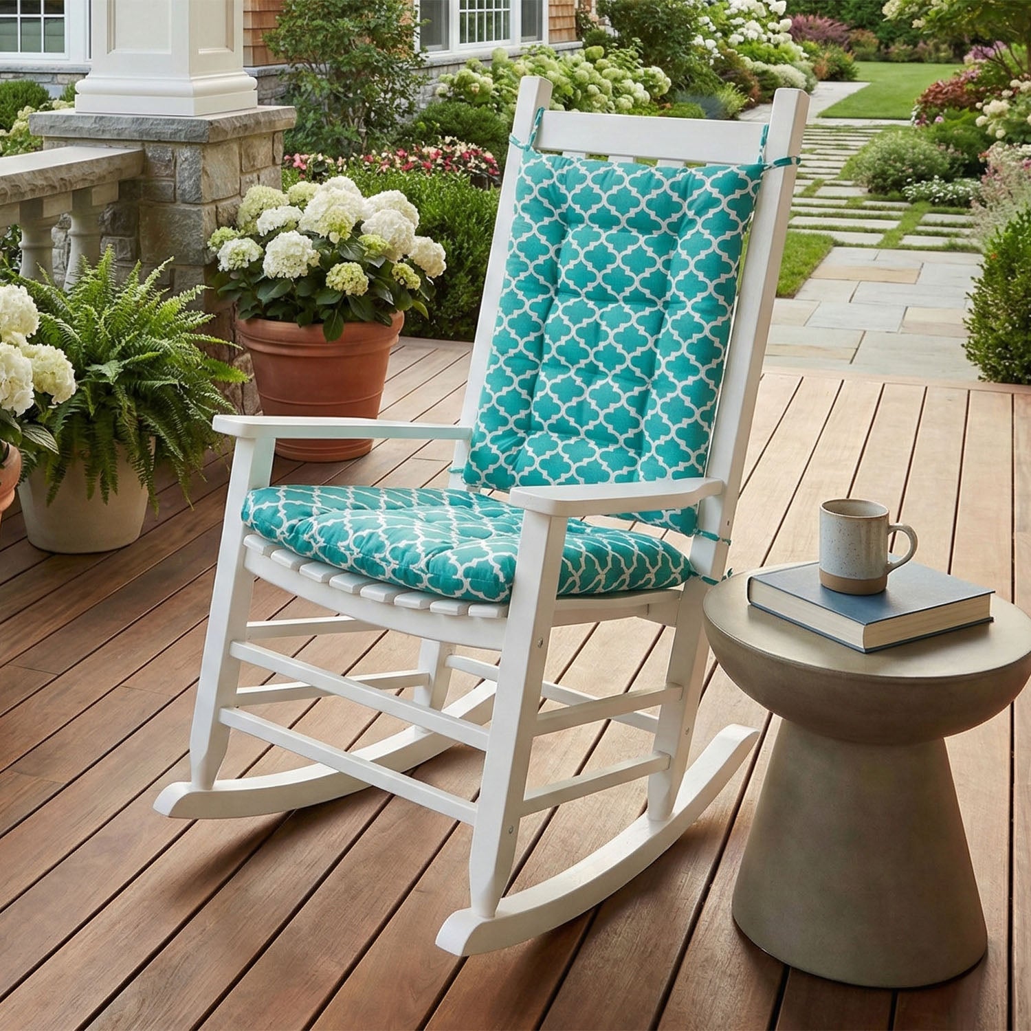 teal rocking chair cushions for the porch