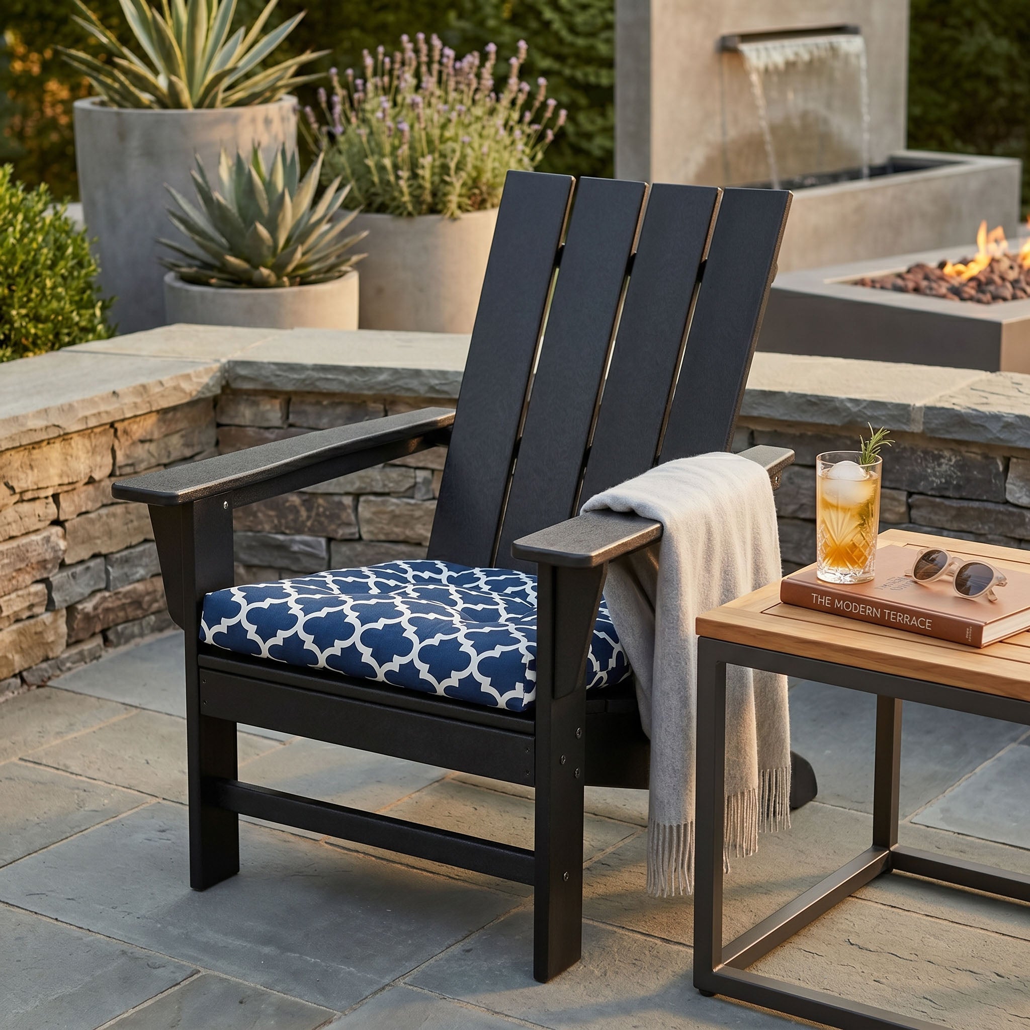 Fulton Navy Adirondack Chair Cushions - Outdoor: Weather Resistant, Fade Resistant