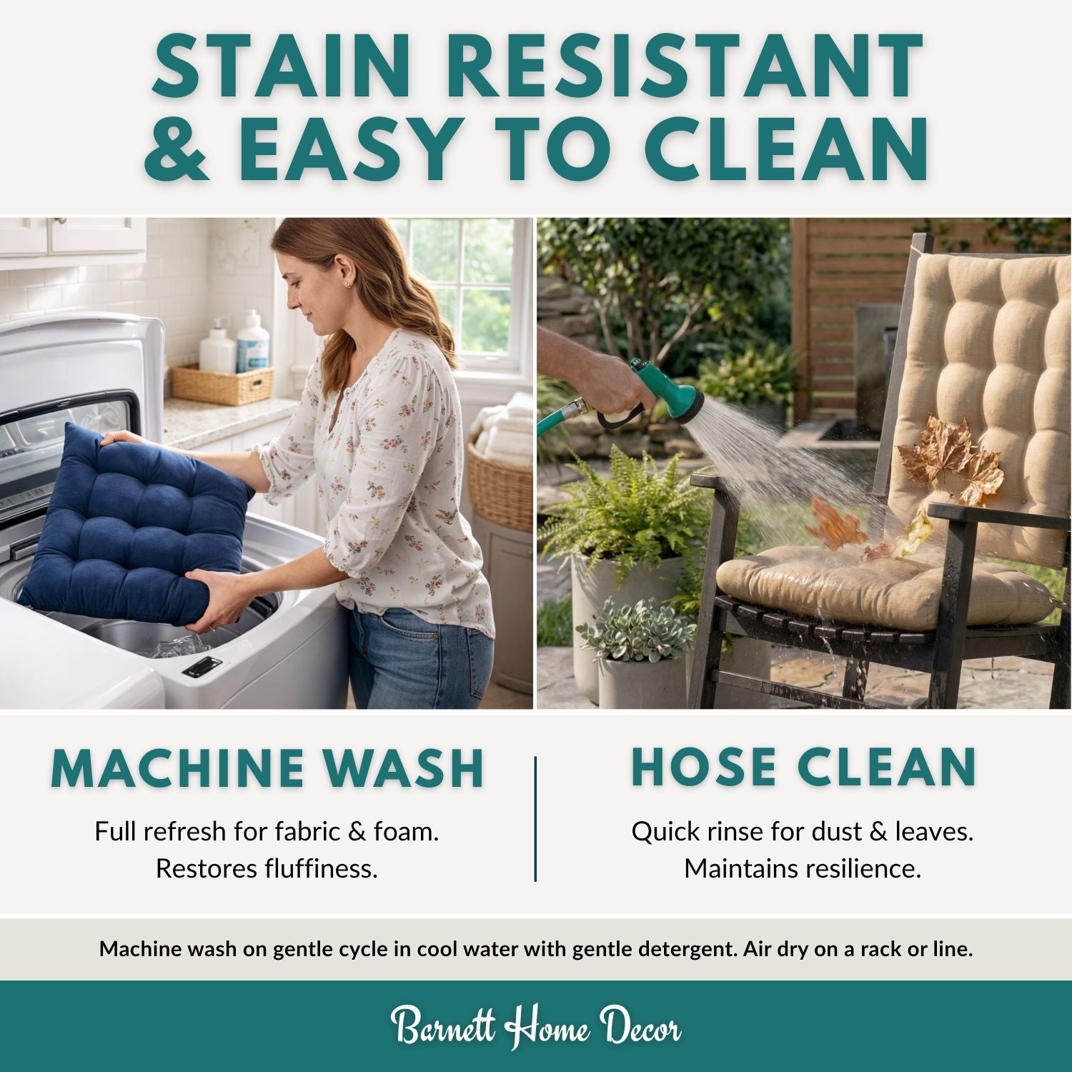 Fulton Aqua Porch Rocker Cushions - Latex Foam Fill - Fade Resistant