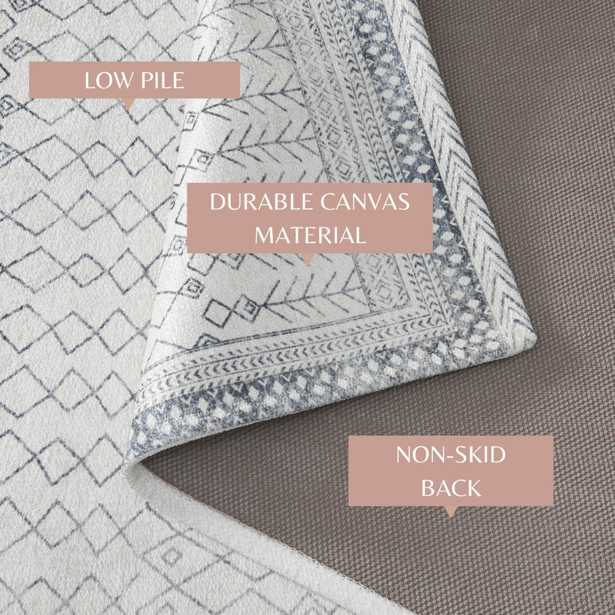 Distressed Moroccan Machine Washable Accent Area Rug 5' x 7' - Neve Collection