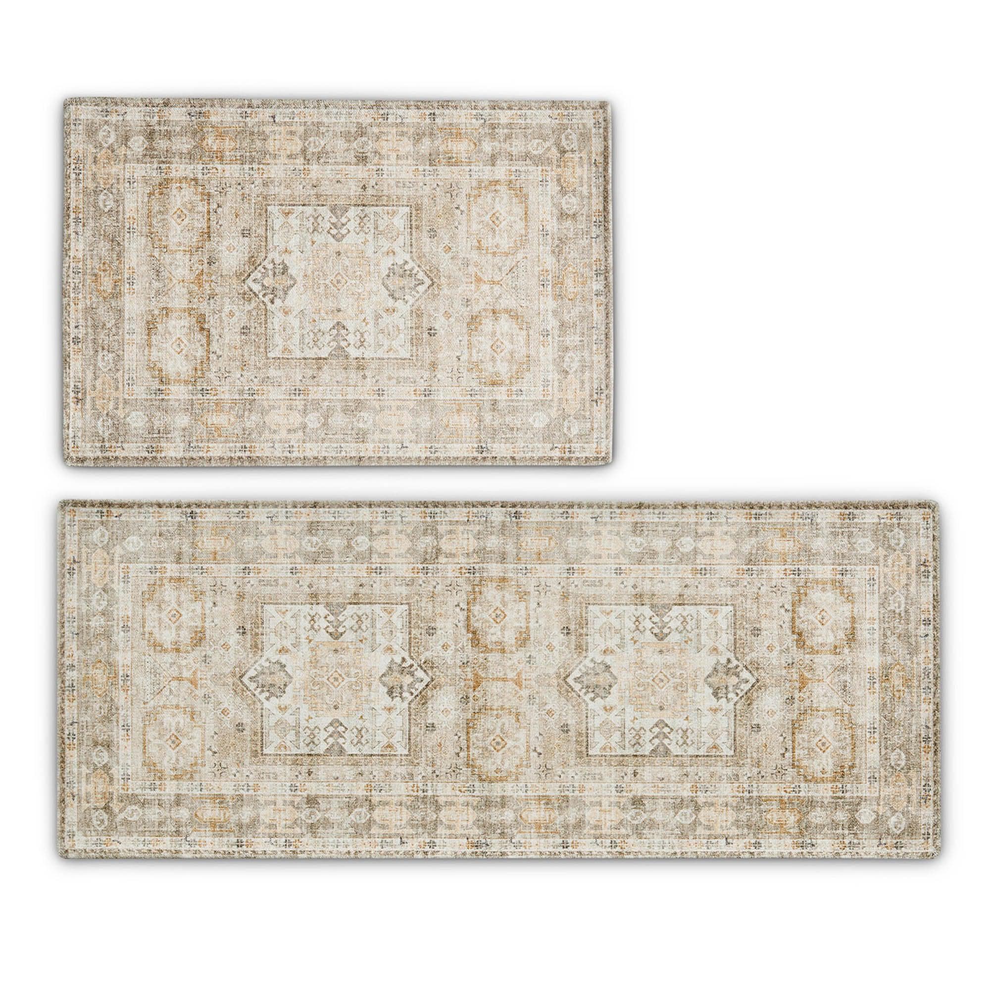 Medallion Machine Washable Accent Area Rug & Runner 2 Pack - Nava Collection